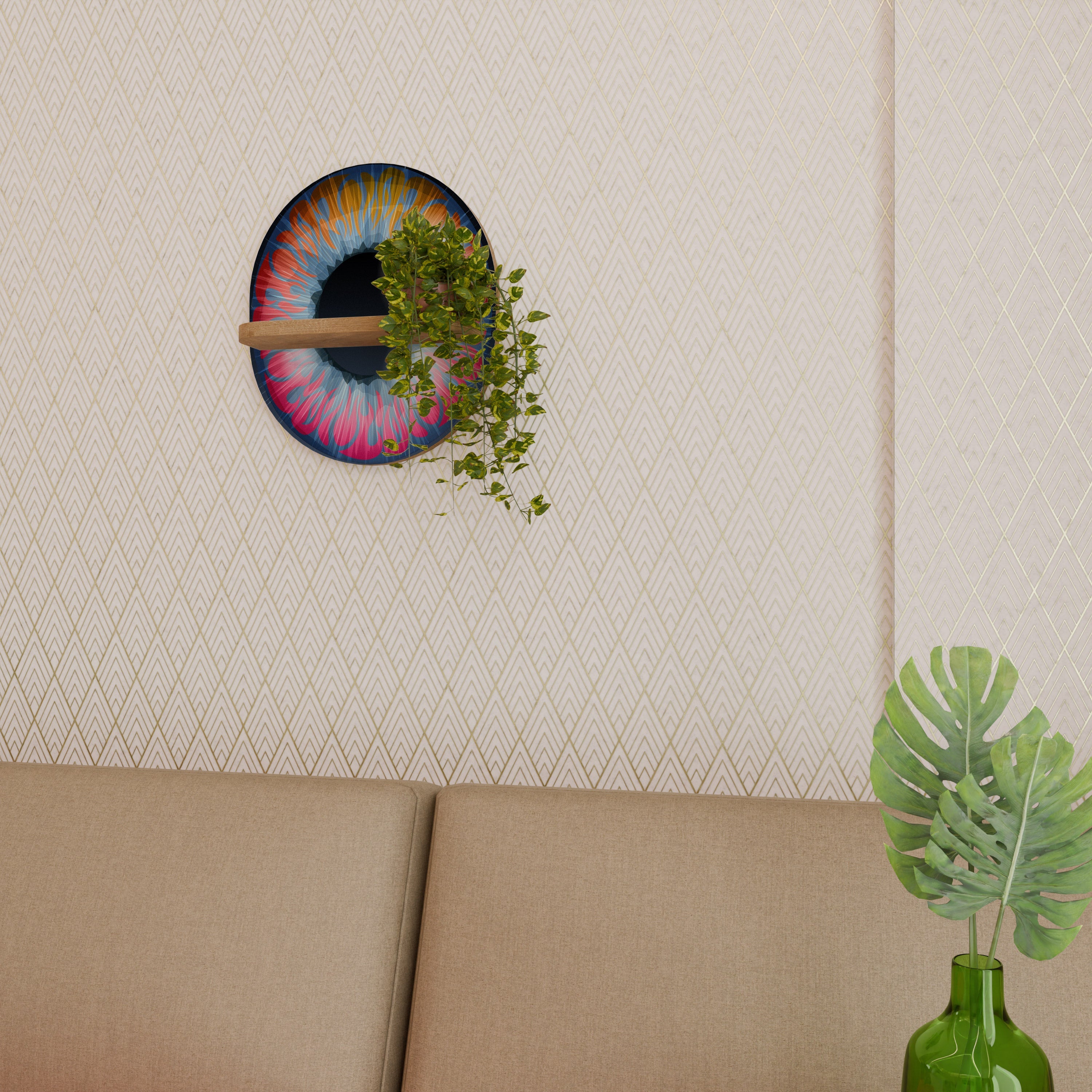 Étagère d'art ovale FANTASY EYE effet chêne