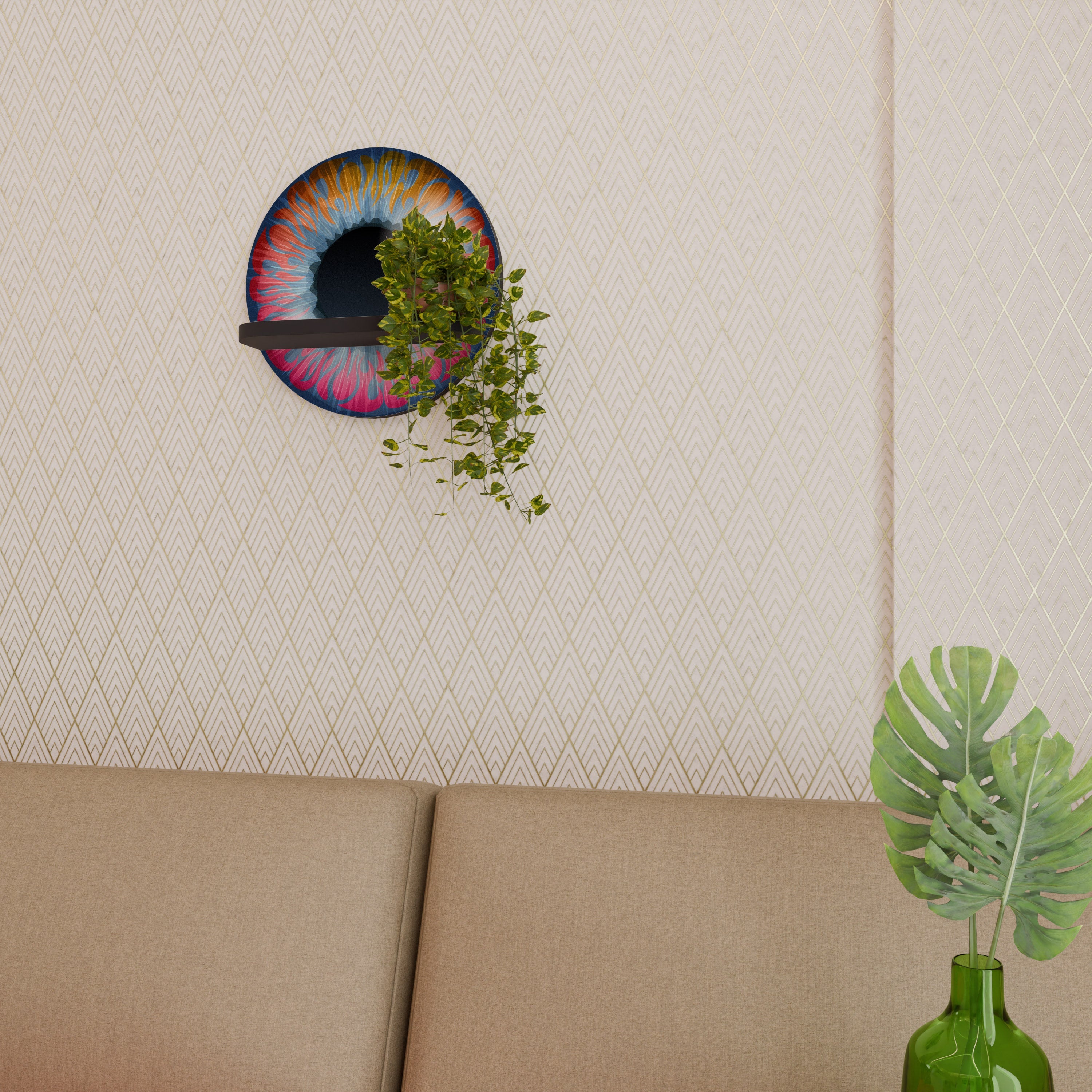 Étagère d'art ronde FANTASY EYE en finition noire