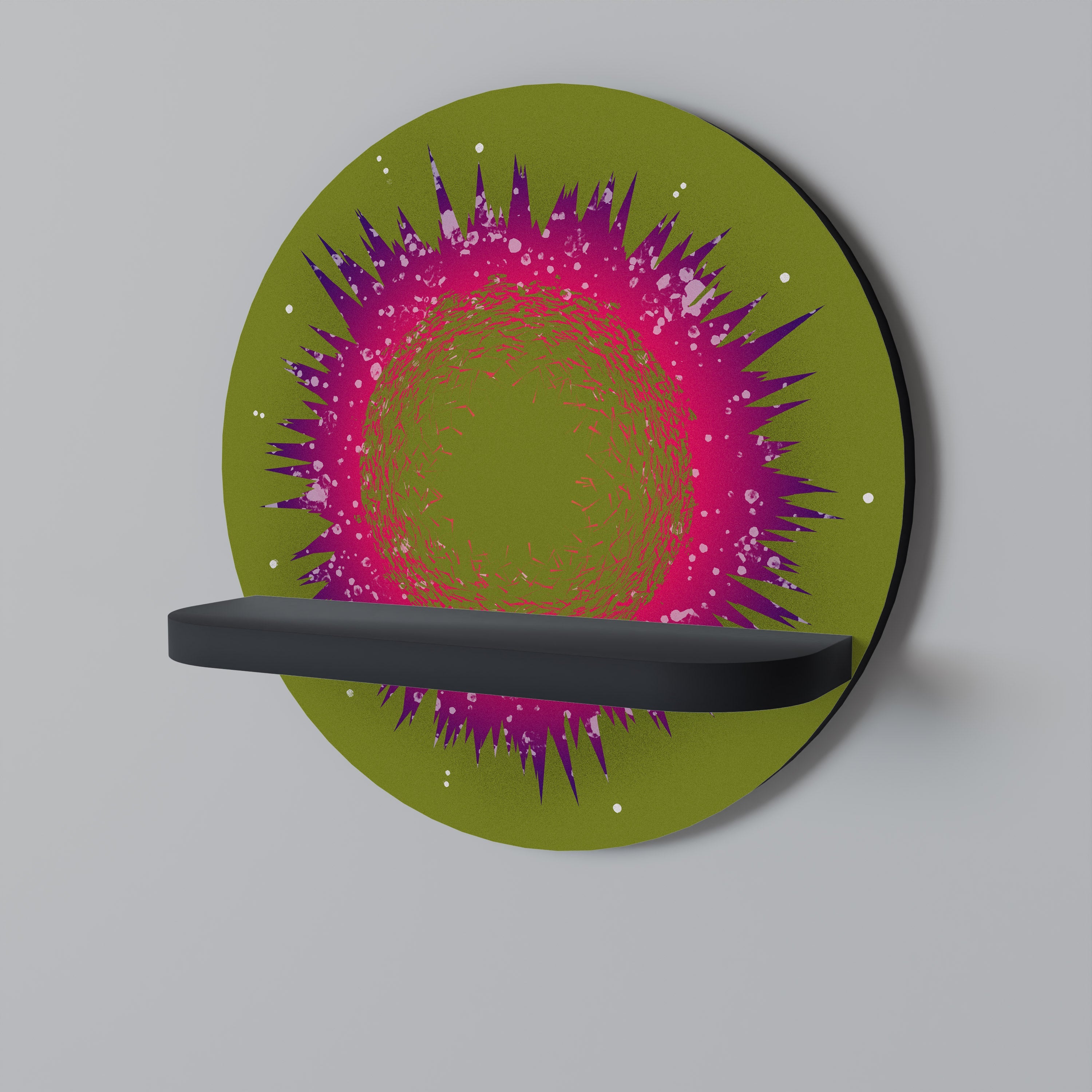 Étagère d'art ronde EXPLOSION ESSENCE en finition noire