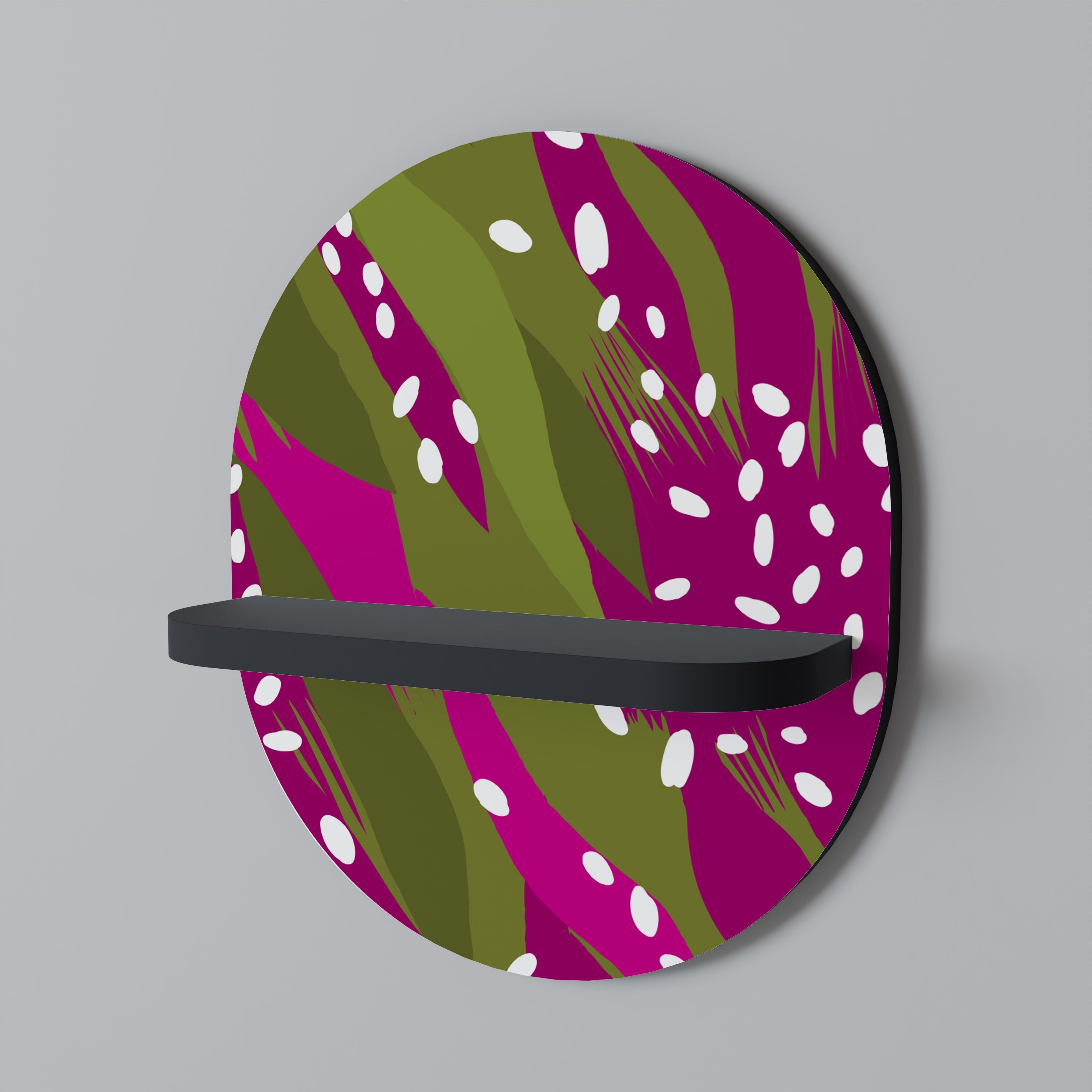 Étagère d'art ovale ENCHANTED TIGER en finition noire