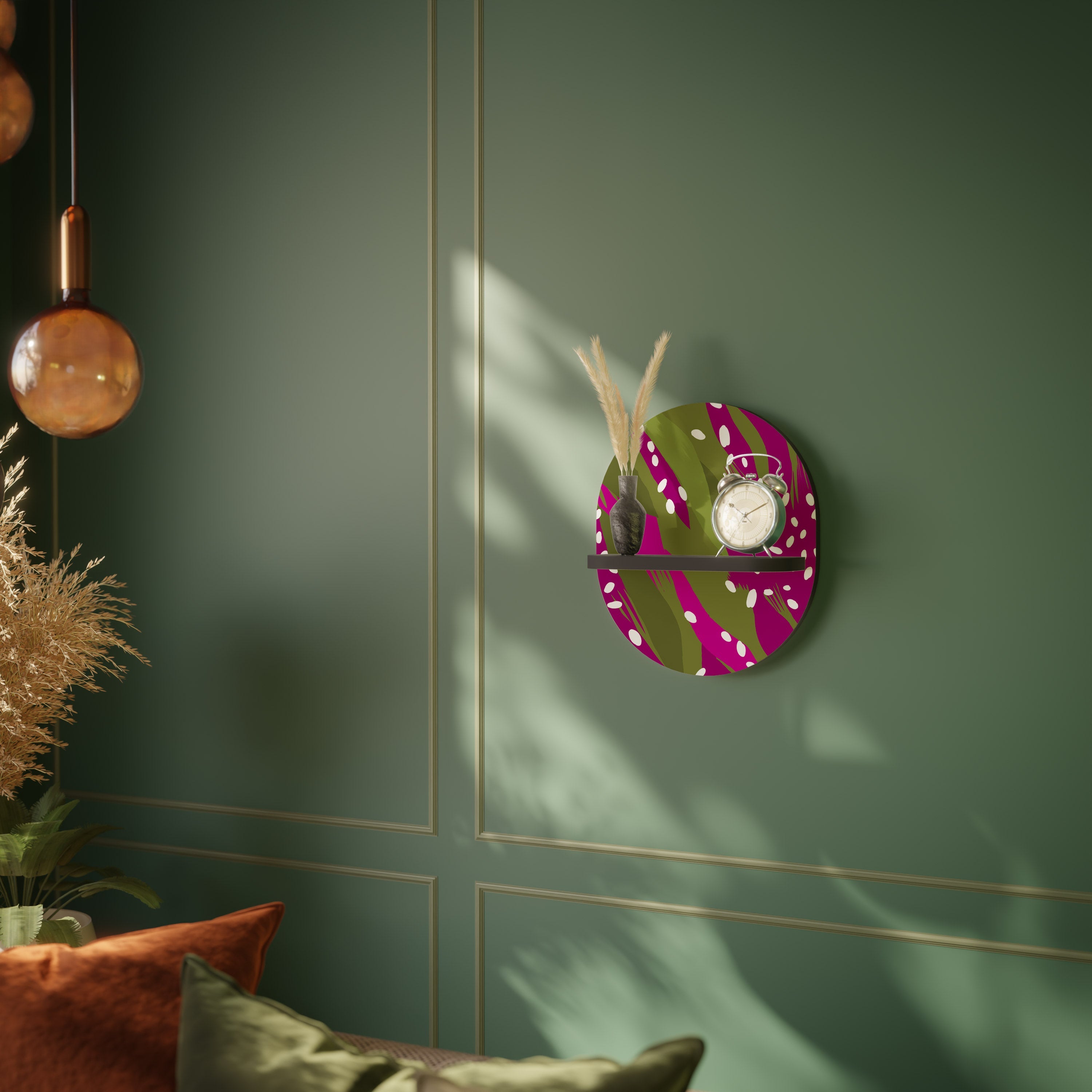 Étagère d'art ovale ENCHANTED TIGER en finition noire