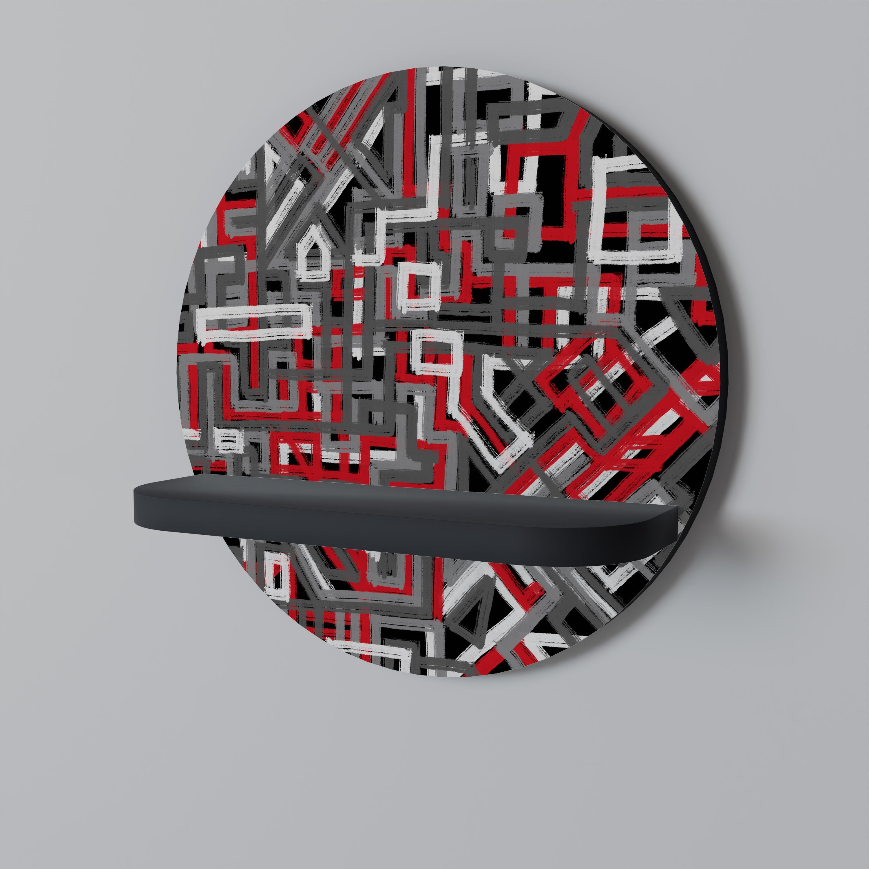 Étagère d'art ronde BROKEN LINES en finition noire