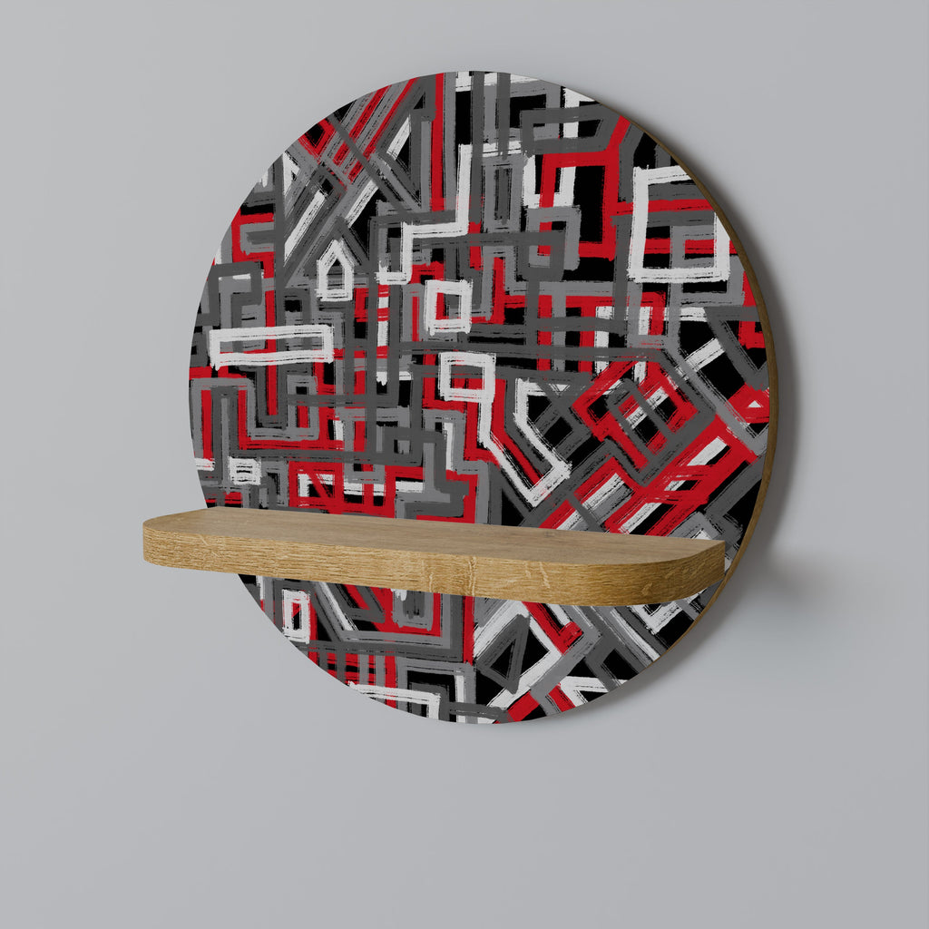 Étagère d'art ronde BROKEN LINES effet chêne