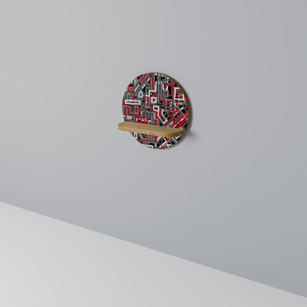 Étagère d'art ronde BROKEN LINES effet chêne