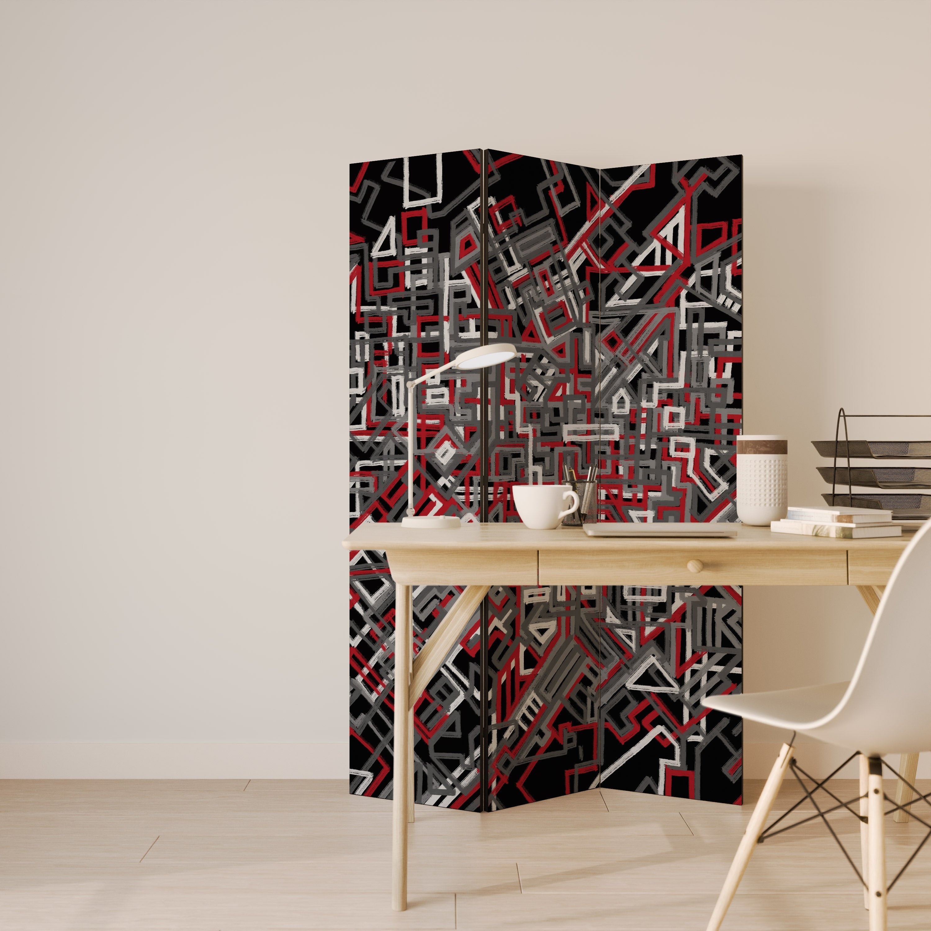 Séparateur de pièce décoratif à 3 panneaux BROKEN LINES