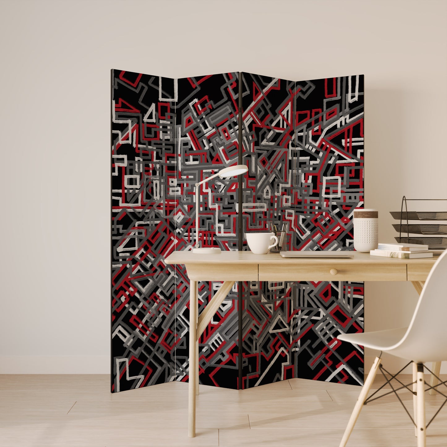 BROKEN LINES 4-Panel Room Divider