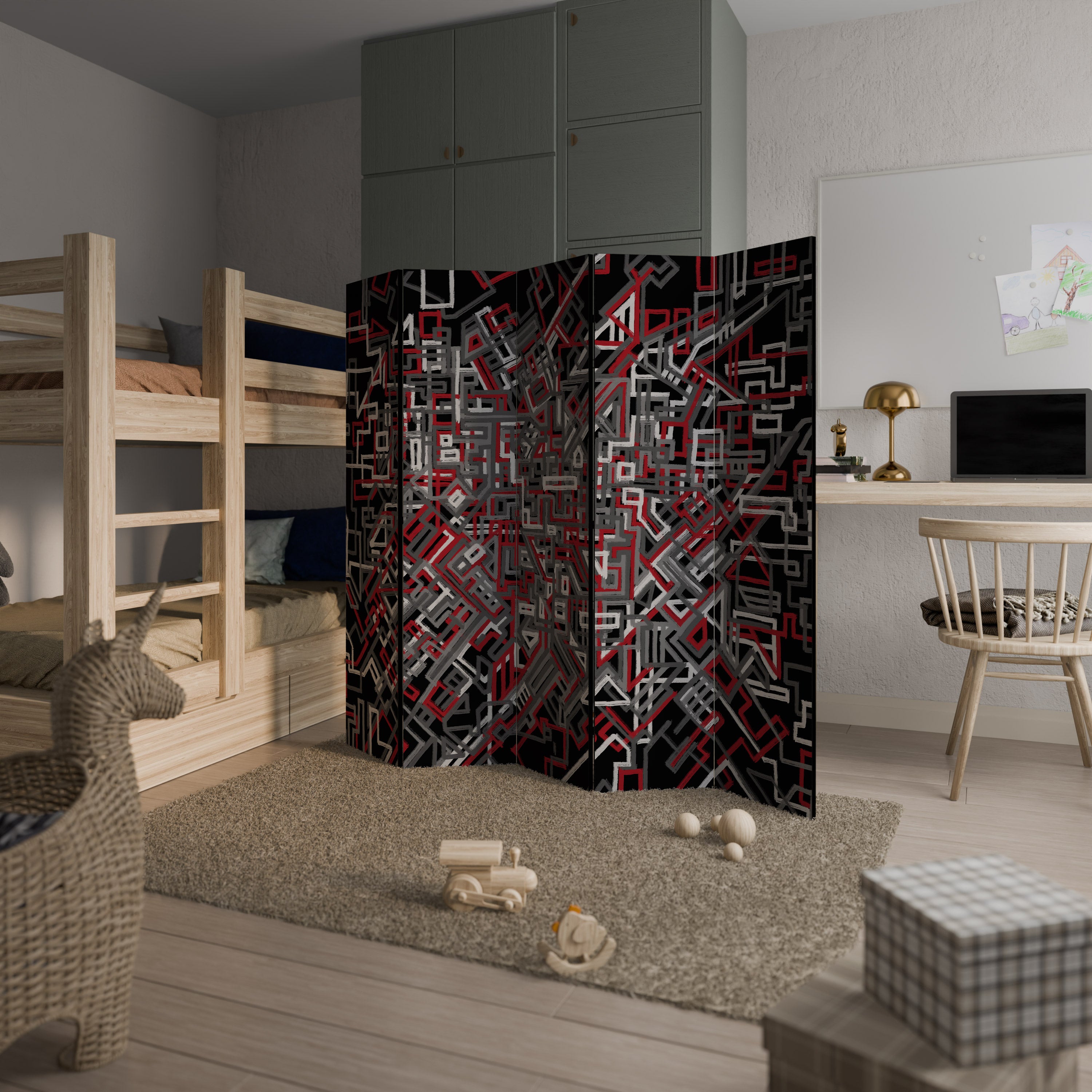 BROKEN LINES 5-Panel Room Divider