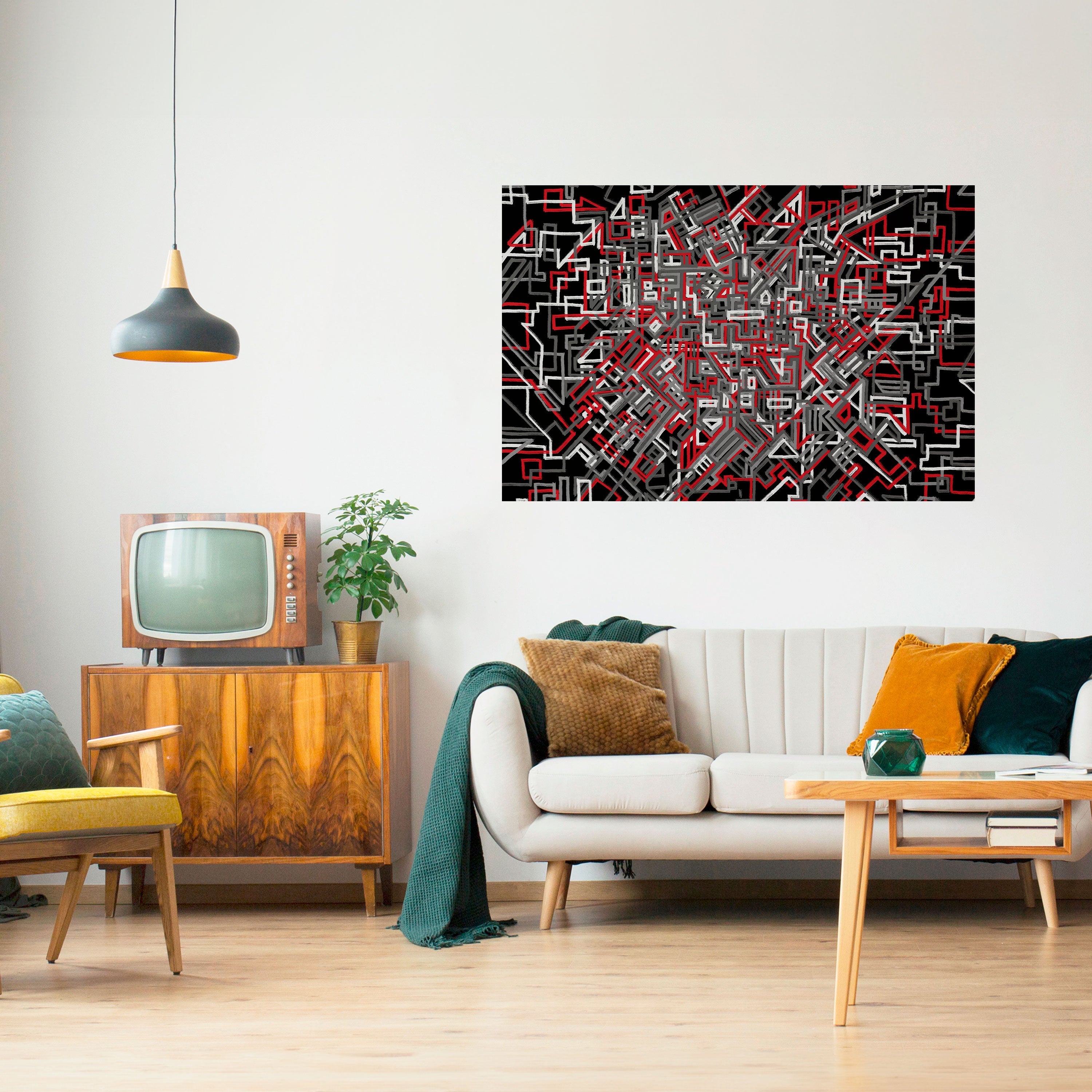 Affiche horizontale autocollante LIGNES BRISÉES