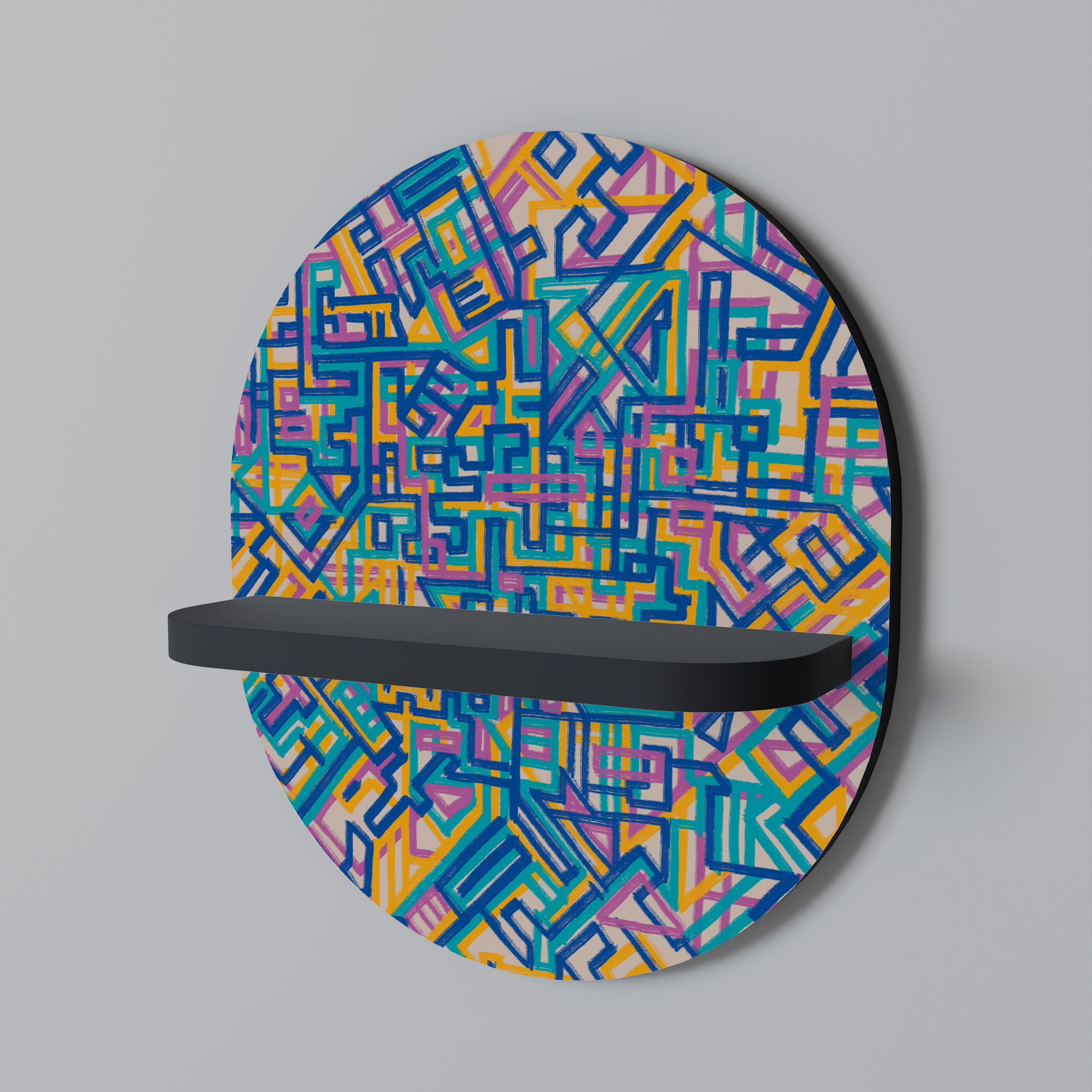 Étagère d'art ovale MEMORIES MAP en finition noire