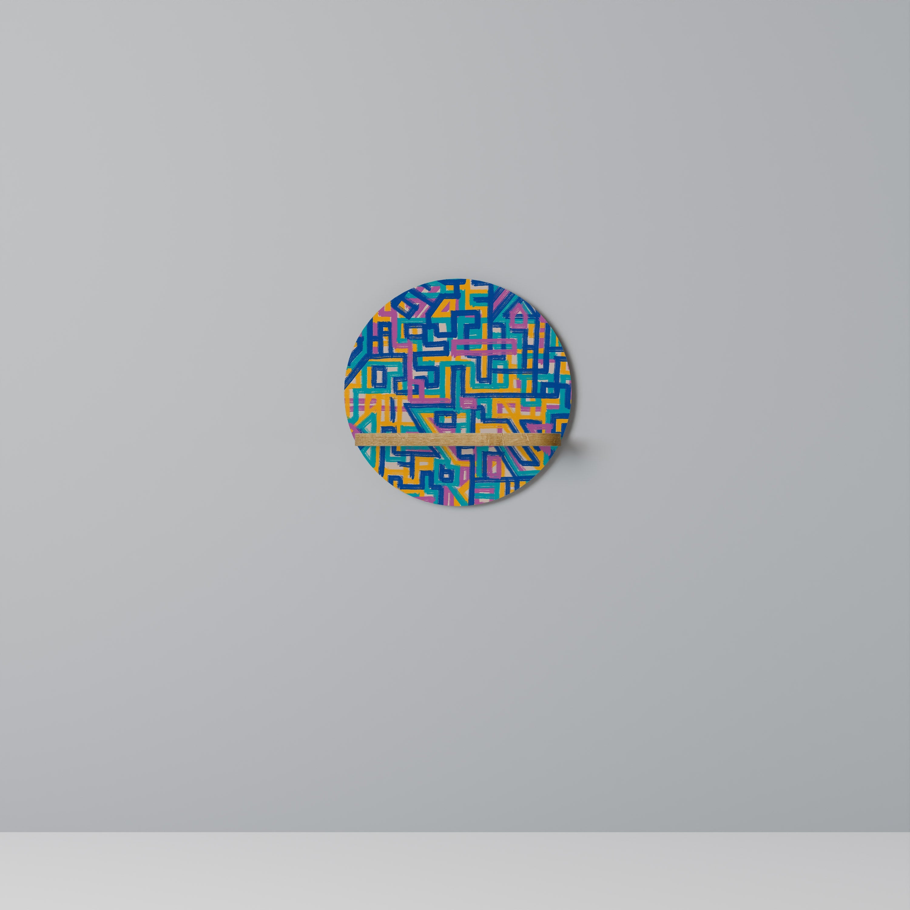 MEMORIES MAP Round Art Shelf In Oak Effect