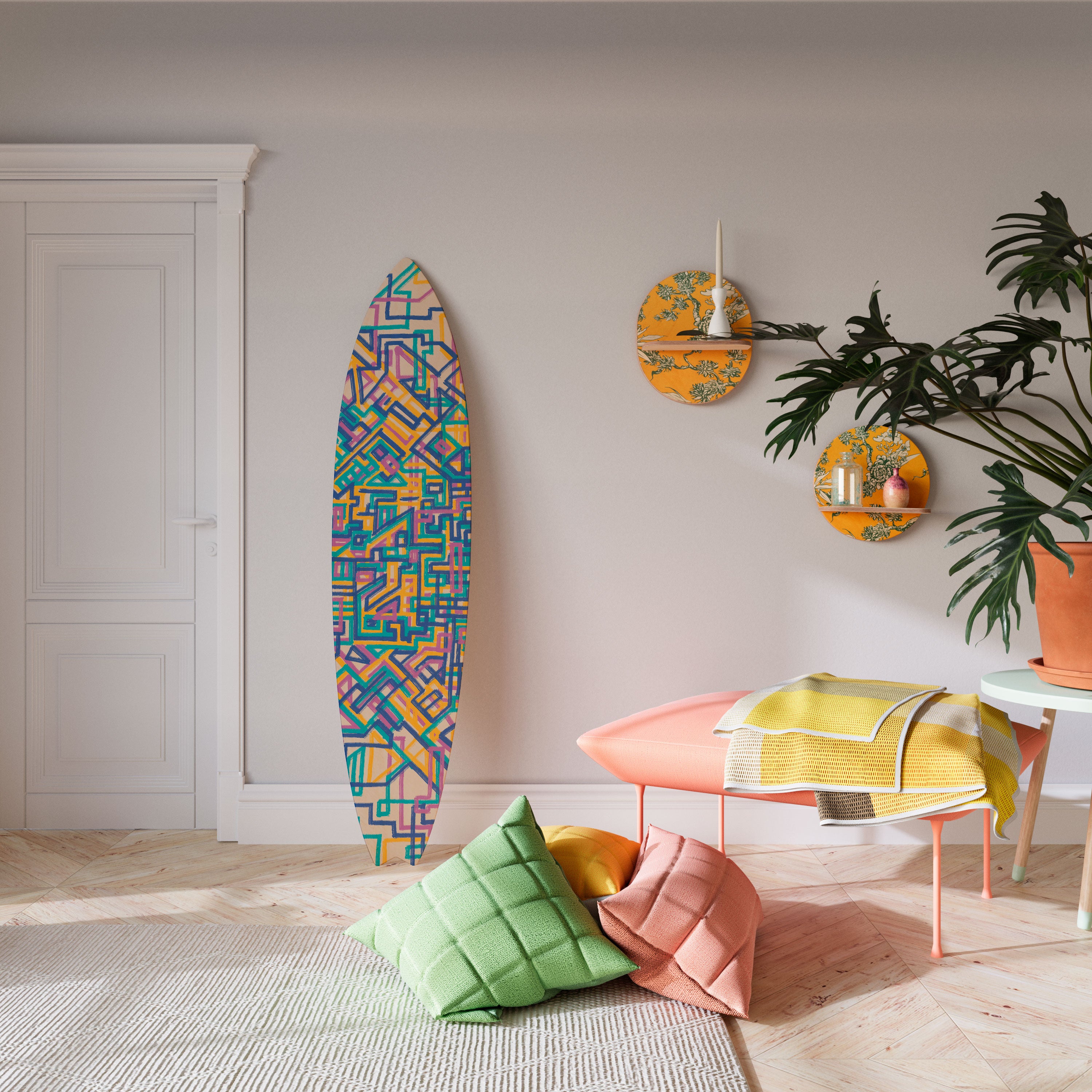 MEMORIES MAP Surfboard Decorative Panel