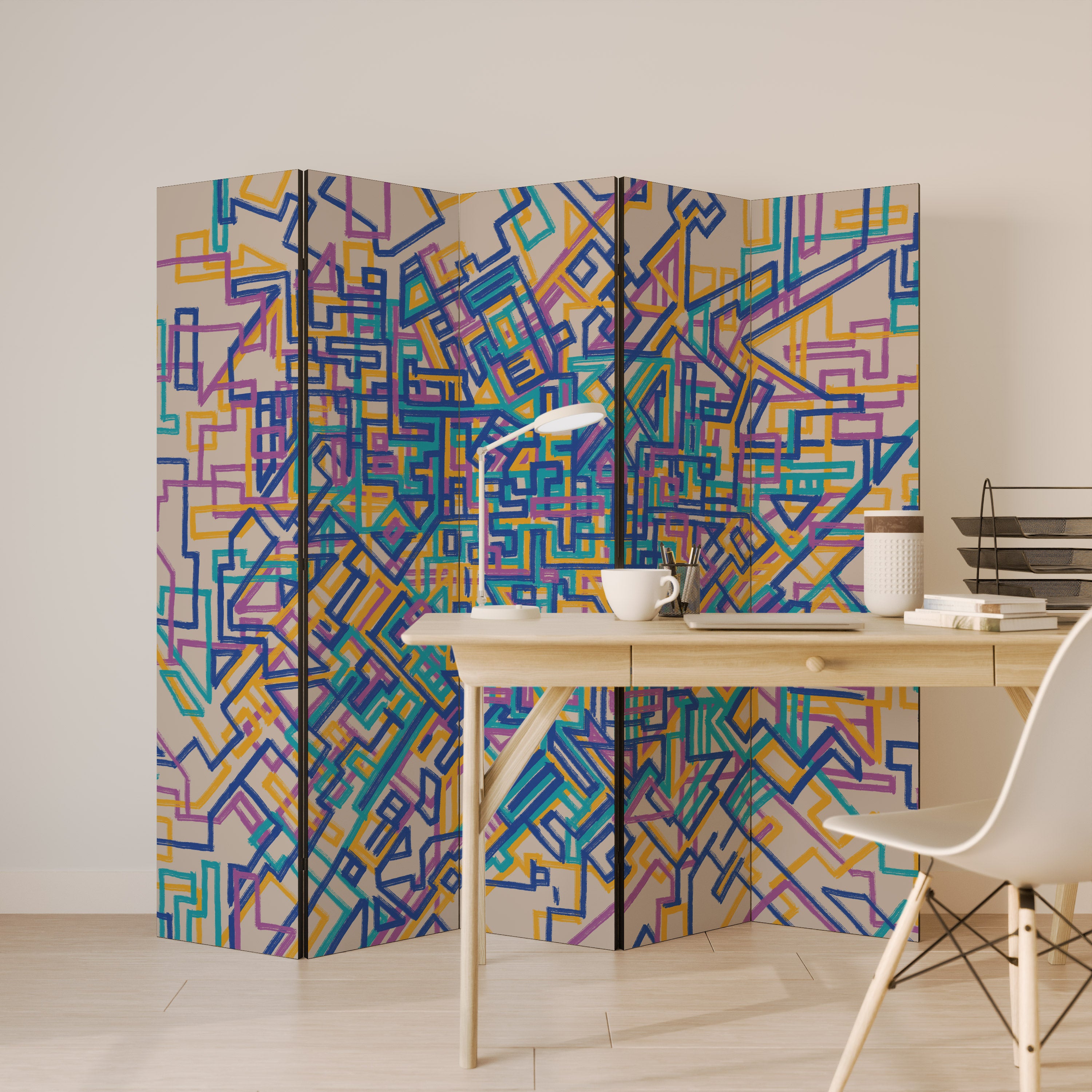 MEMORIES MAP 5-Panel Room Divider