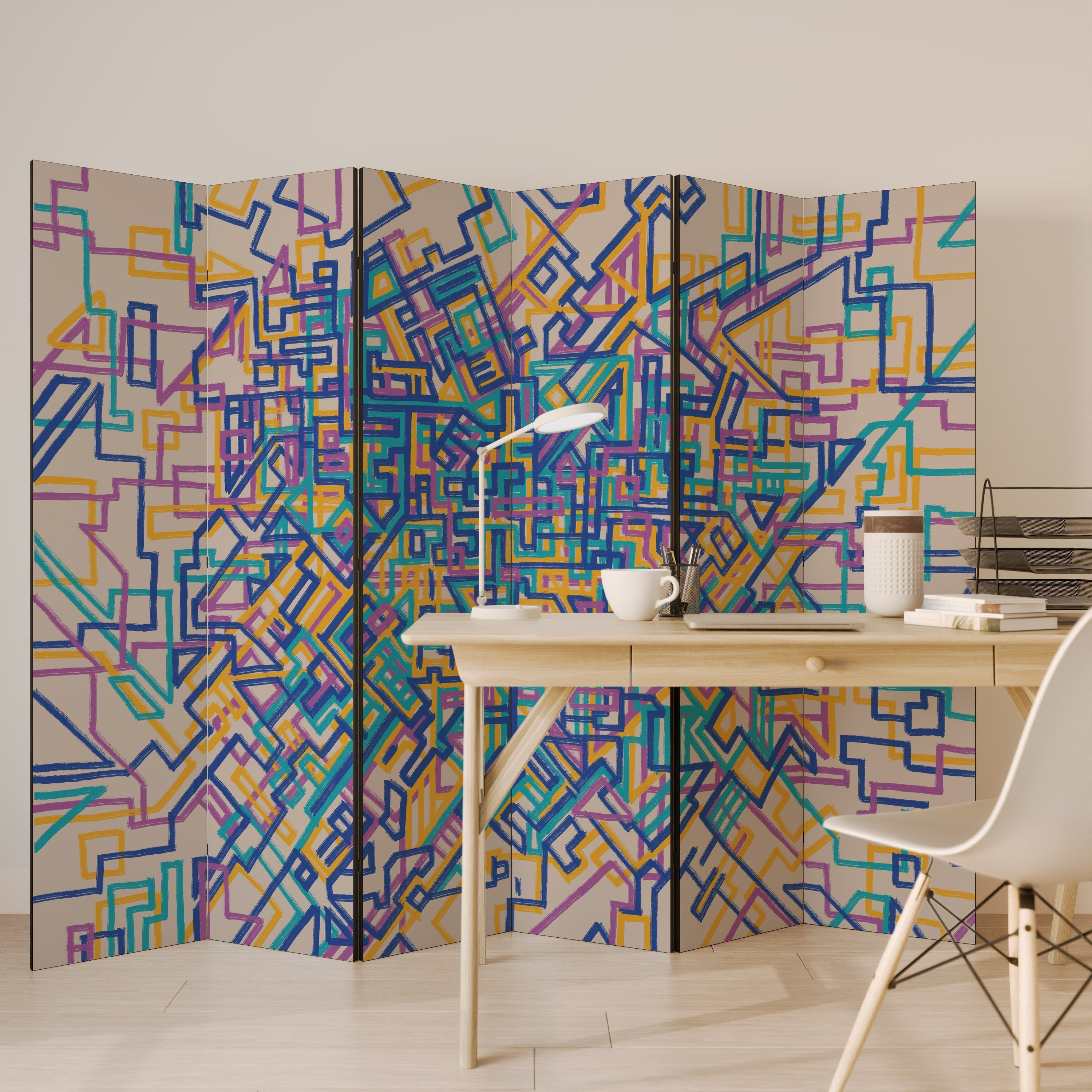 MEMORIES MAP Decorative 6-Panel Room Divider