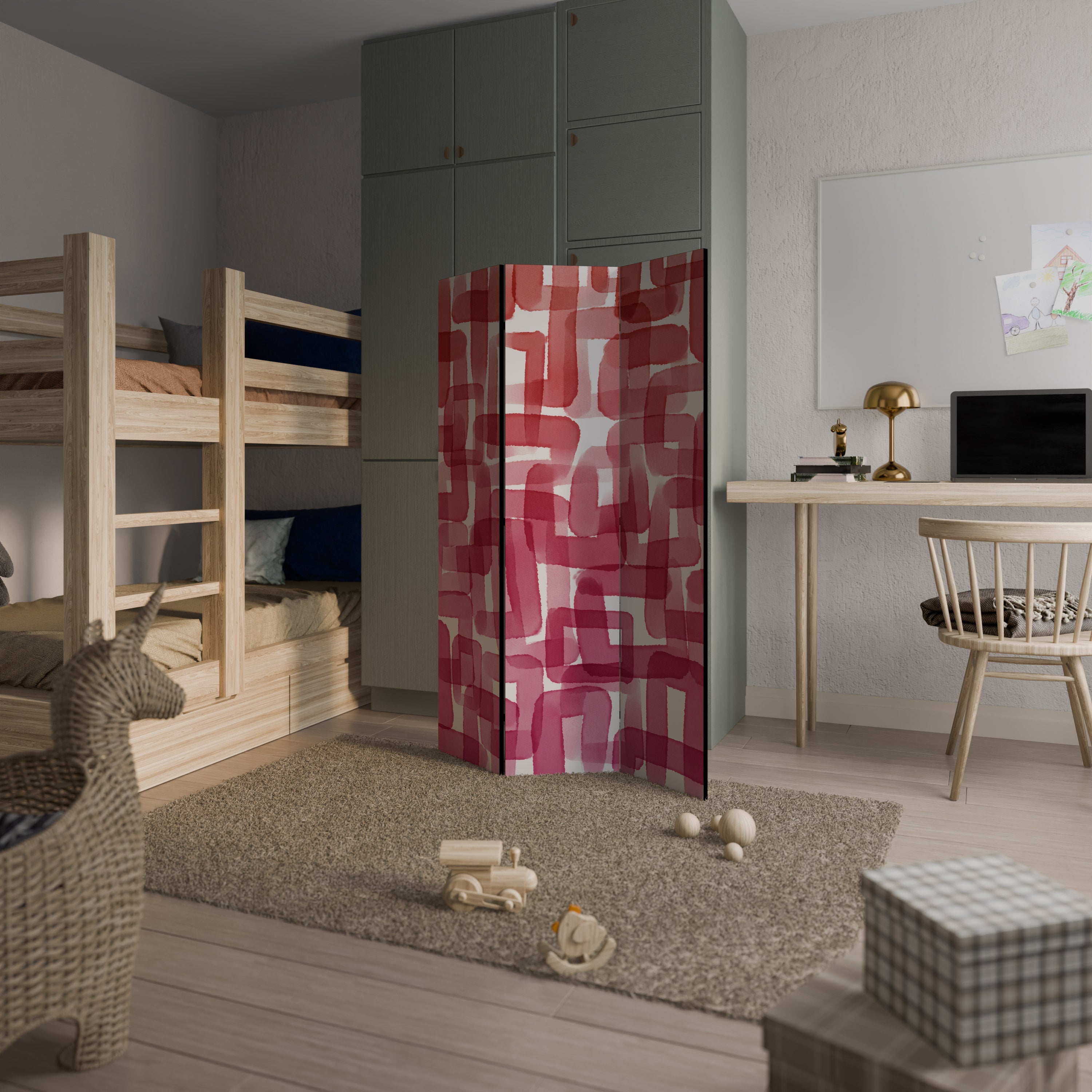 Paravent décoratif à 3 panneaux CUBISME KALEIDOSCOPIQUE