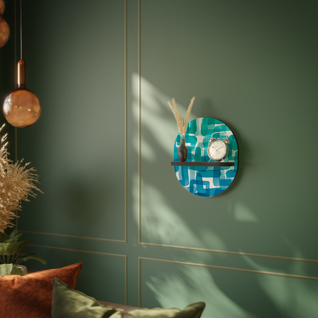 Étagère ovale rectangulaire turquoise en finition noire