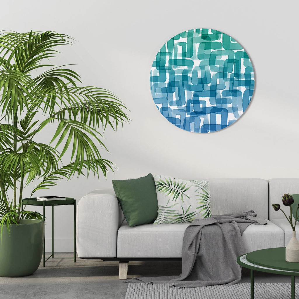 Décoration murale ronde RECTANGLES TURQUOISE