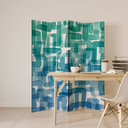 TURQUOISE RECTANGLES 4-Panel Room Divider