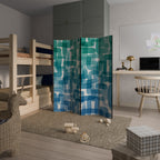 TURQUOISE RECTANGLES 4-Panel Room Divider