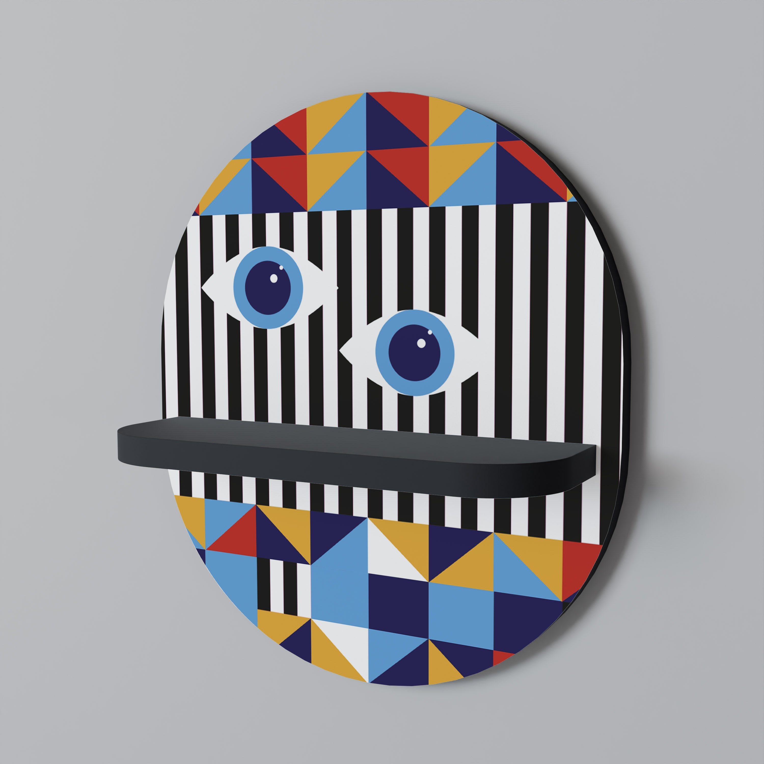 ABSTRACTION ET GÉOMÉTRIE Étagère d'art ovale en finition noire