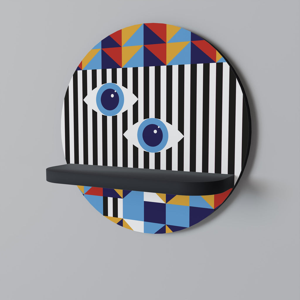 ABSTRACTION ET GÉOMÉTRIE Étagère d'art ronde en finition noire