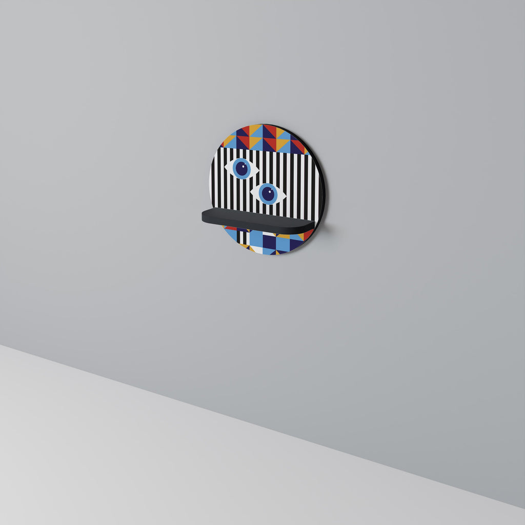 ABSTRACTION ET GÉOMÉTRIE Étagère d'art ronde en finition noire