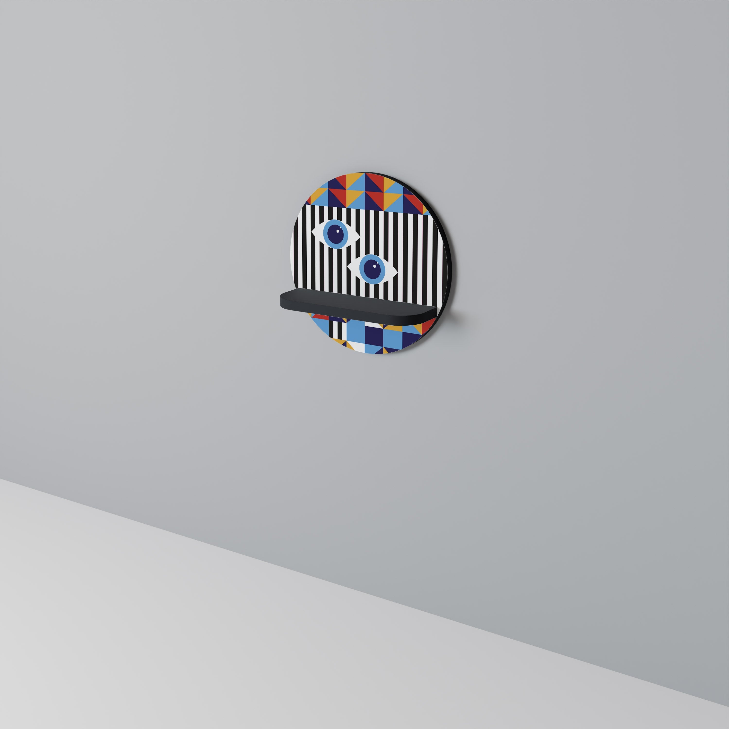 ABSTRACTION ET GÉOMÉTRIE Étagère d'art ronde en finition noire