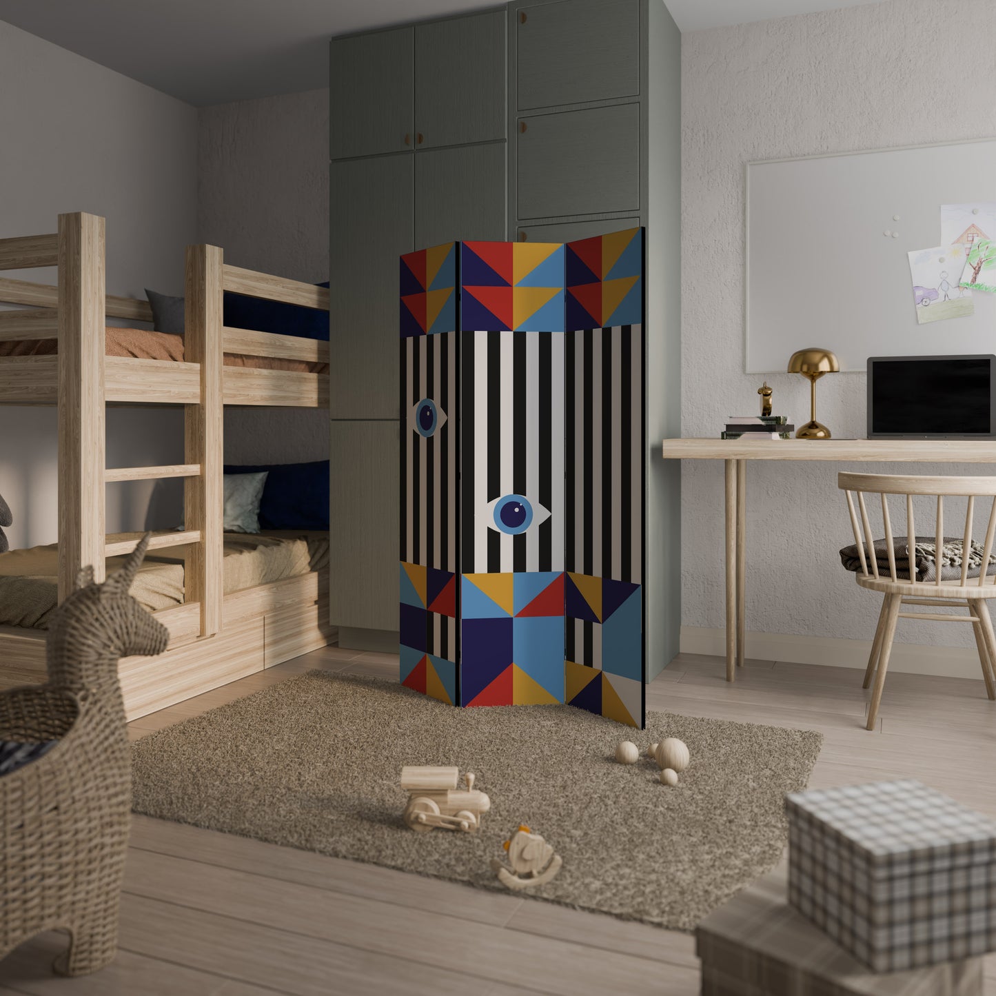 ABSTRACTION AND GEOMETRY 3-Panel Room Divider