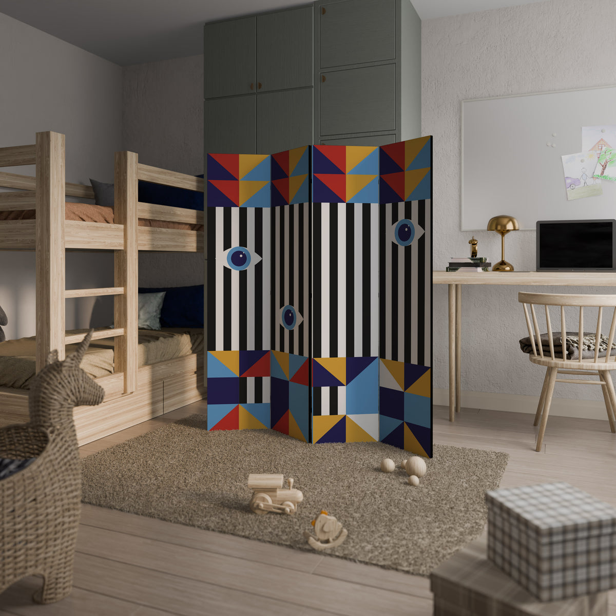 ABSTRACTION AND GEOMETRY 4-Panel Room Divider