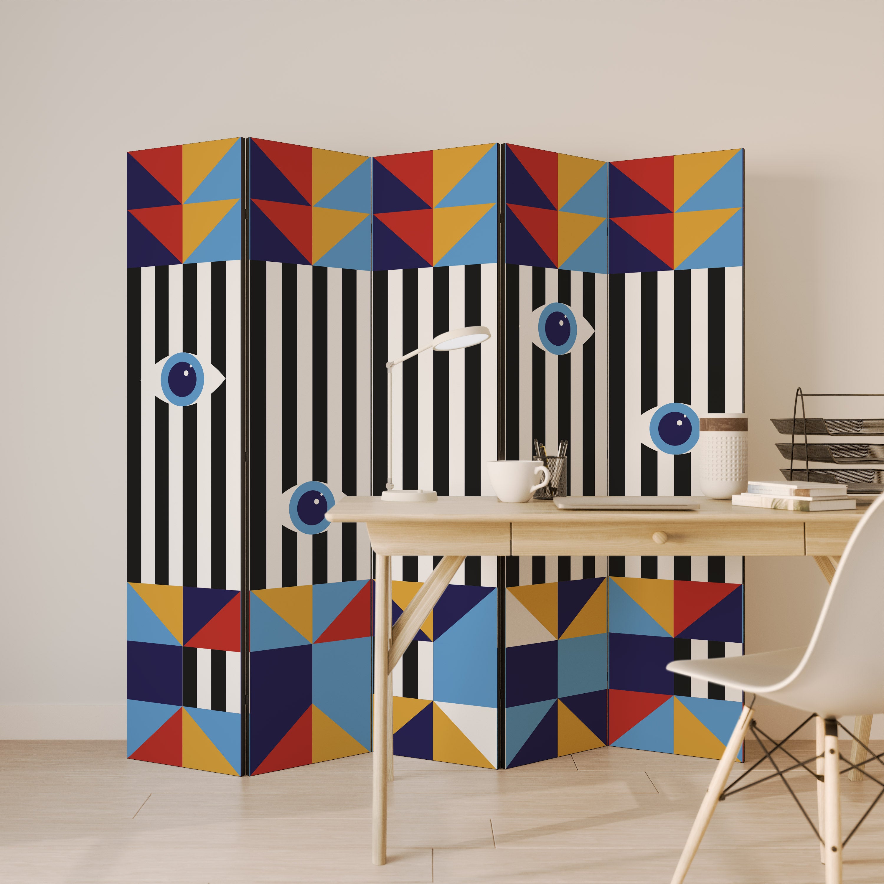 ABSTRACTION AND GEOMETRY 5-Panel Room Divider