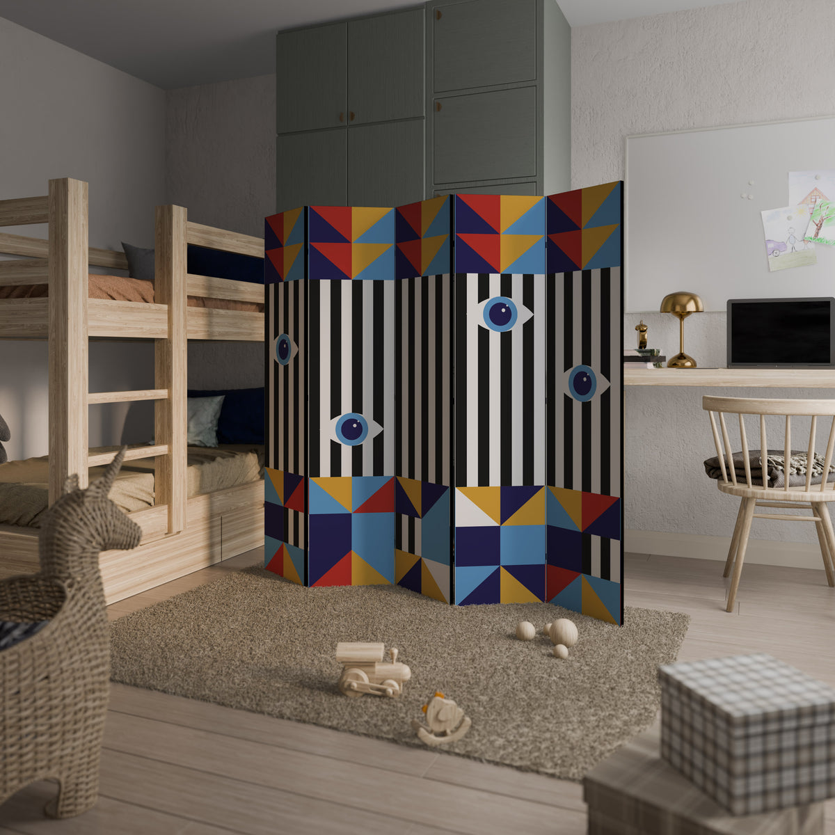 ABSTRACTION AND GEOMETRY 5-Panel Room Divider