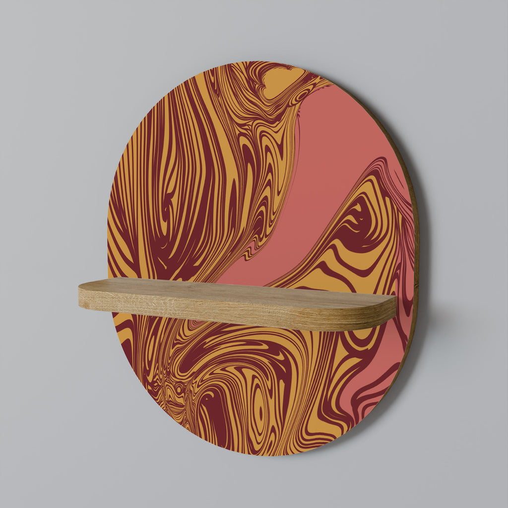 Étagère d'art ovale FLOATING THOUGHTS effet chêne