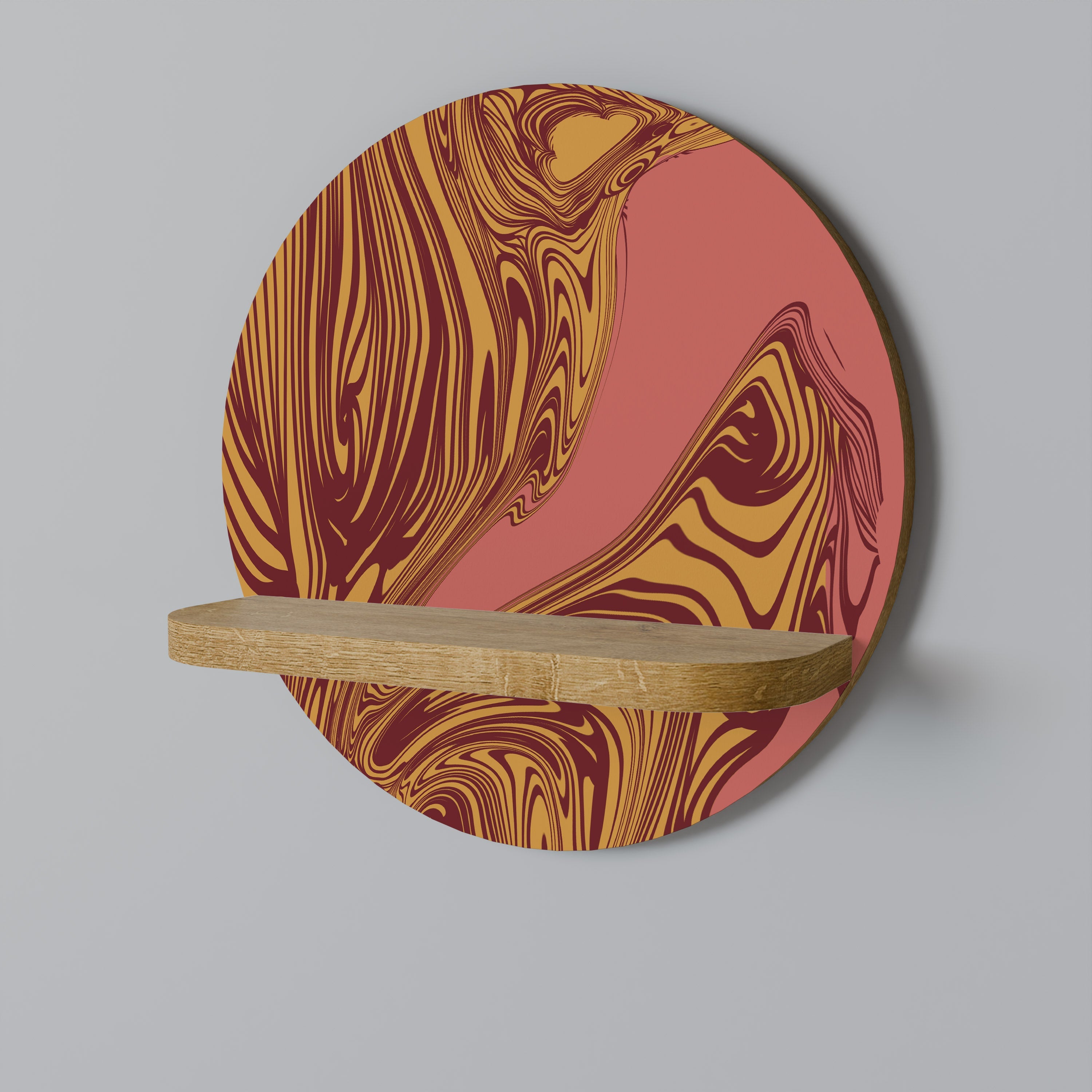 FLOATING THOUGHTS Round Art Shelf In Oak Effect