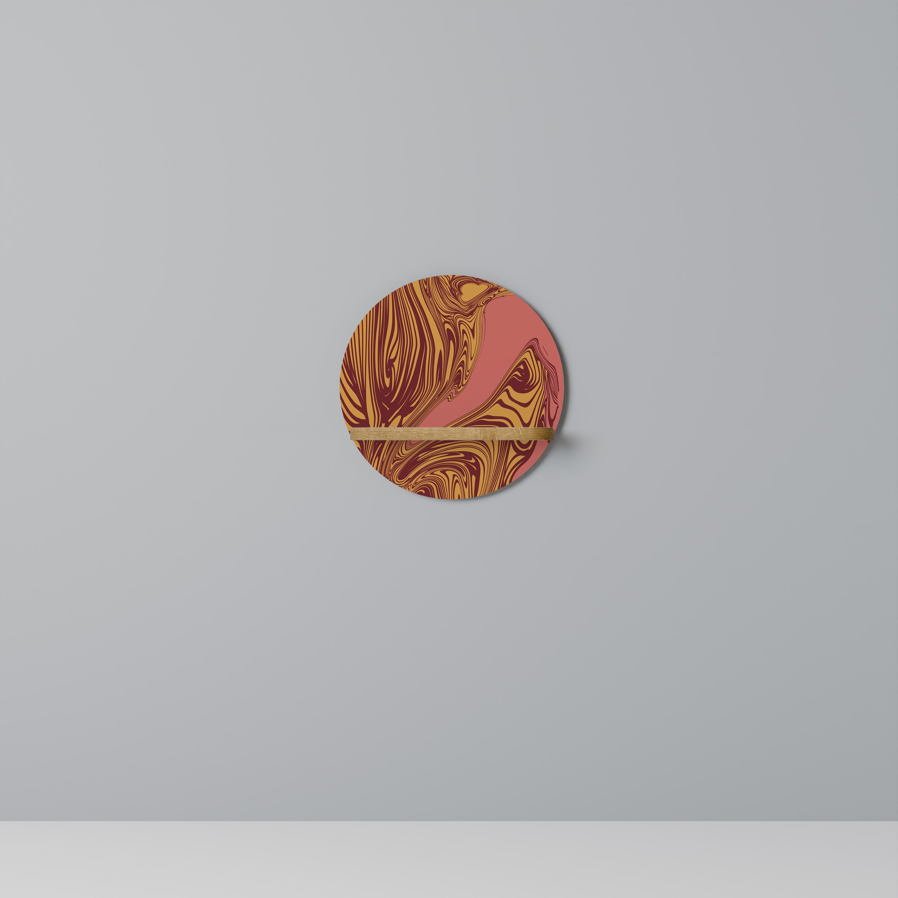 FLOATING THOUGHTS Round Art Shelf In Oak Effect