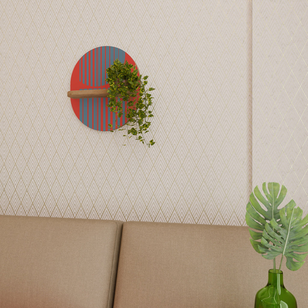 Étagère d'art ovale RISING GEOMETRY STARS effet chêne