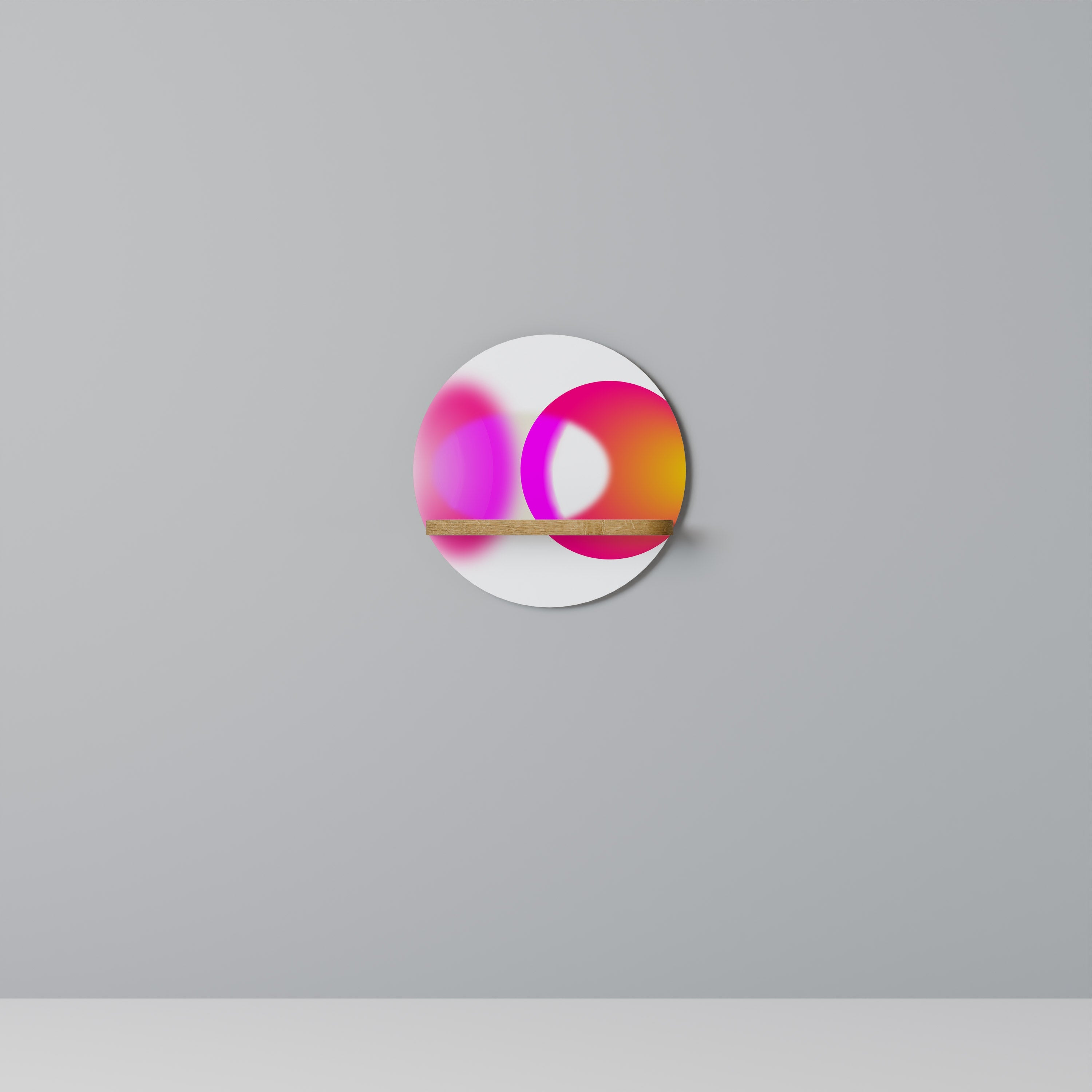 SYMPHONY OF COLORS Round Art Shelf In Oak Effect