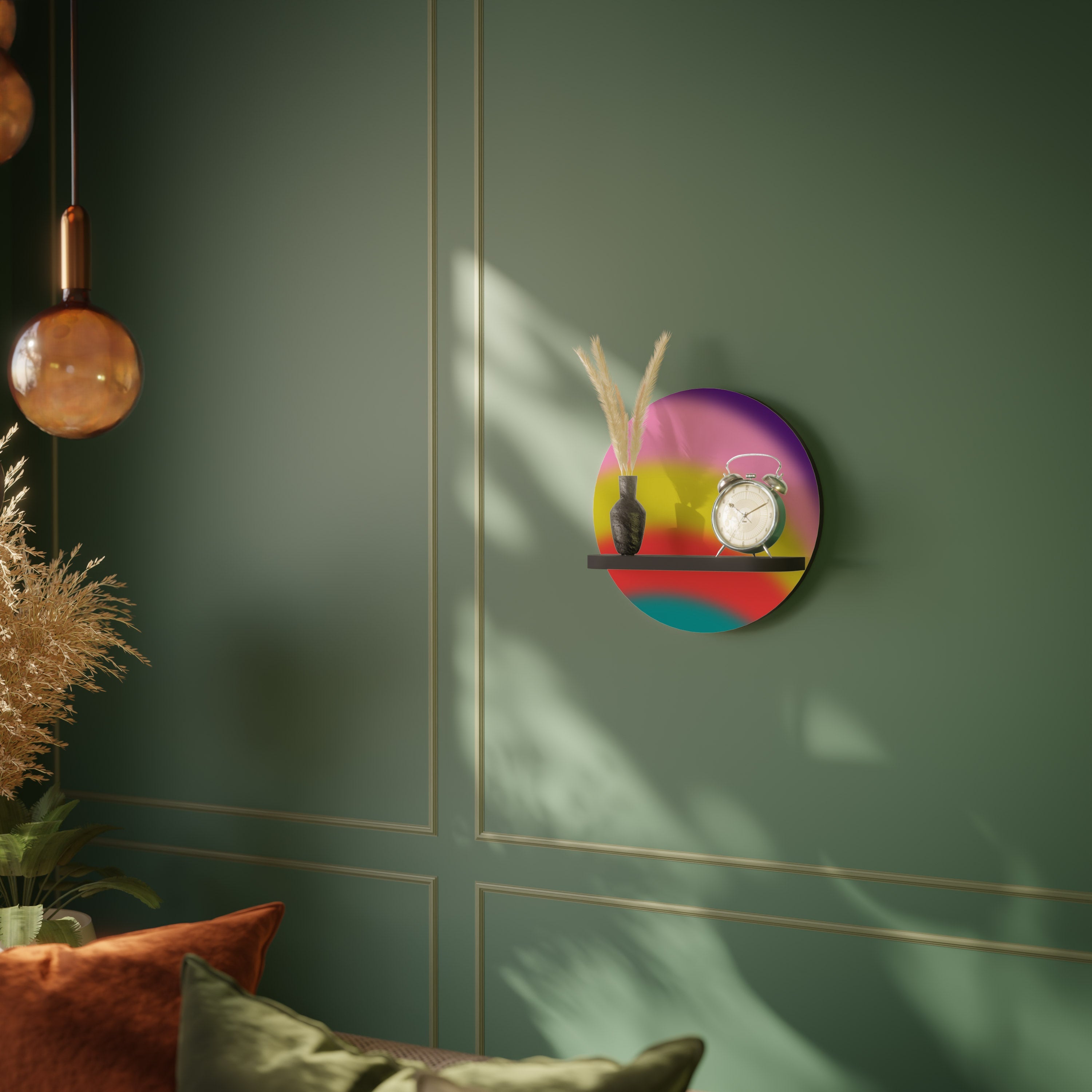 Étagère d'art ronde RAINBOW TIME en finition noire