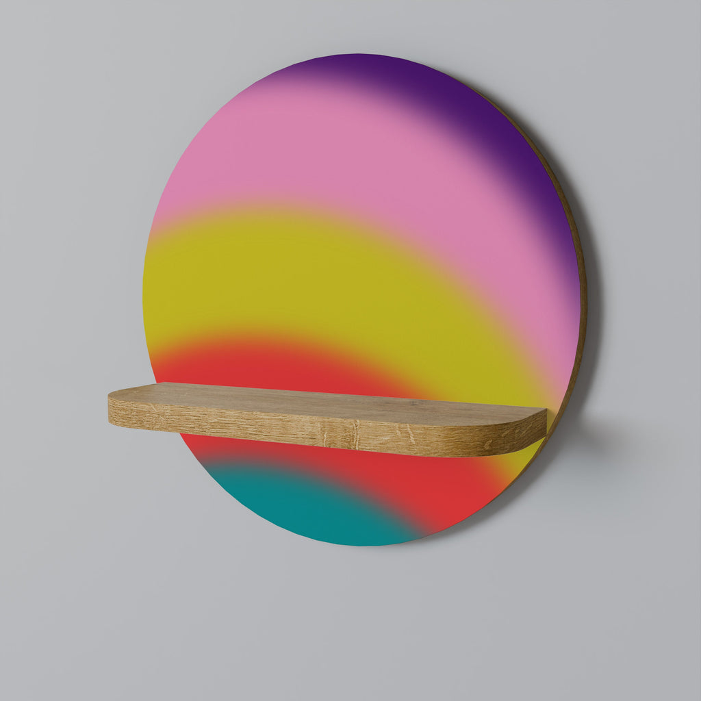 Étagère d'art ronde RAINBOW TIME effet chêne