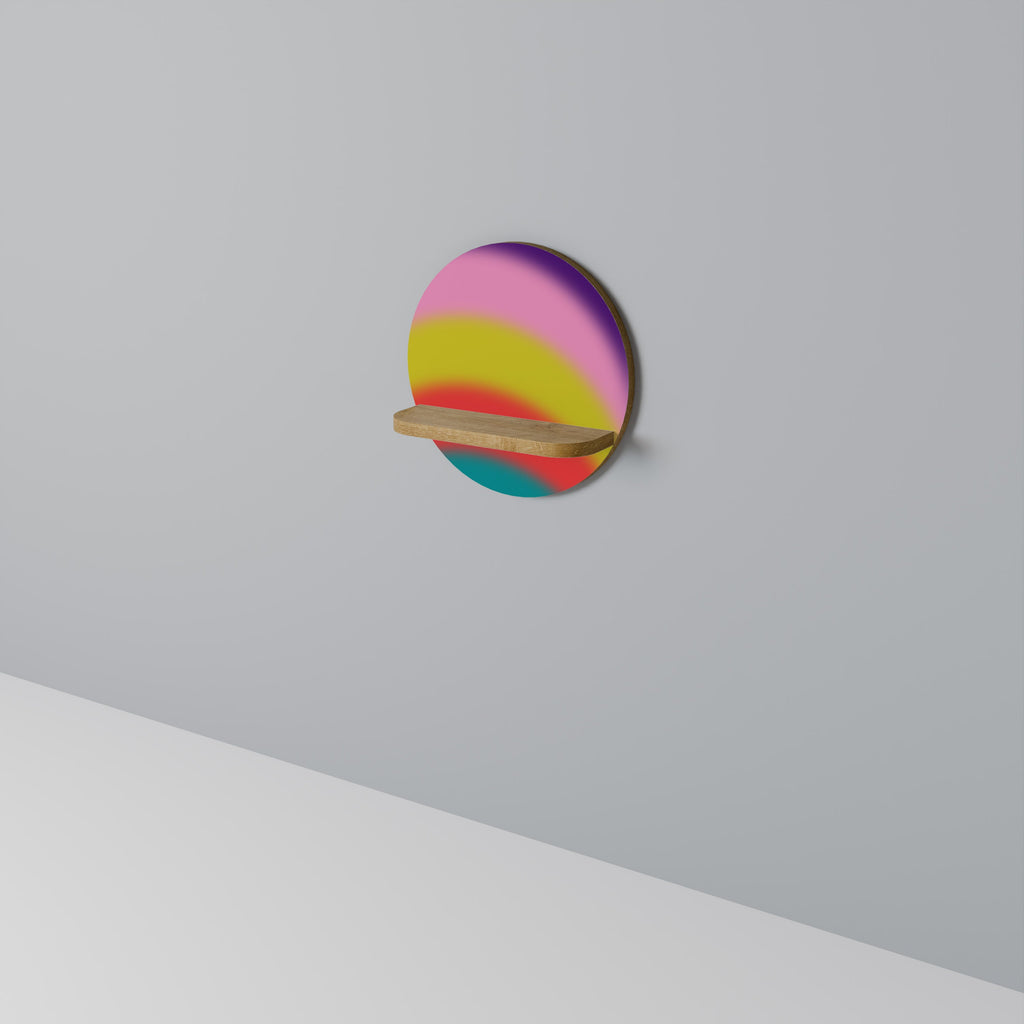 Étagère d'art ronde RAINBOW TIME effet chêne