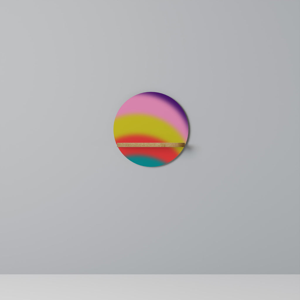 Étagère d'art ronde RAINBOW TIME effet chêne