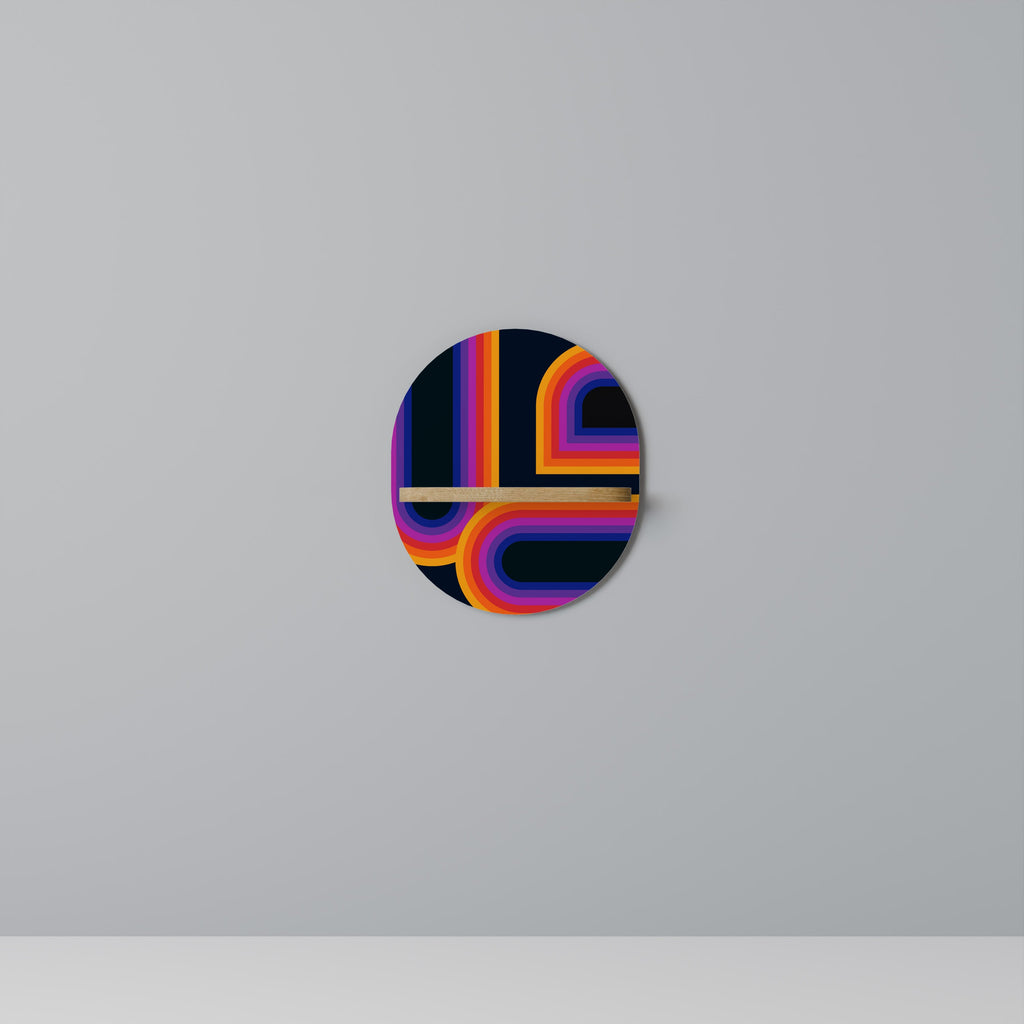 Étagère d'art ovale BLINDED BY THE LIGHTS effet chêne