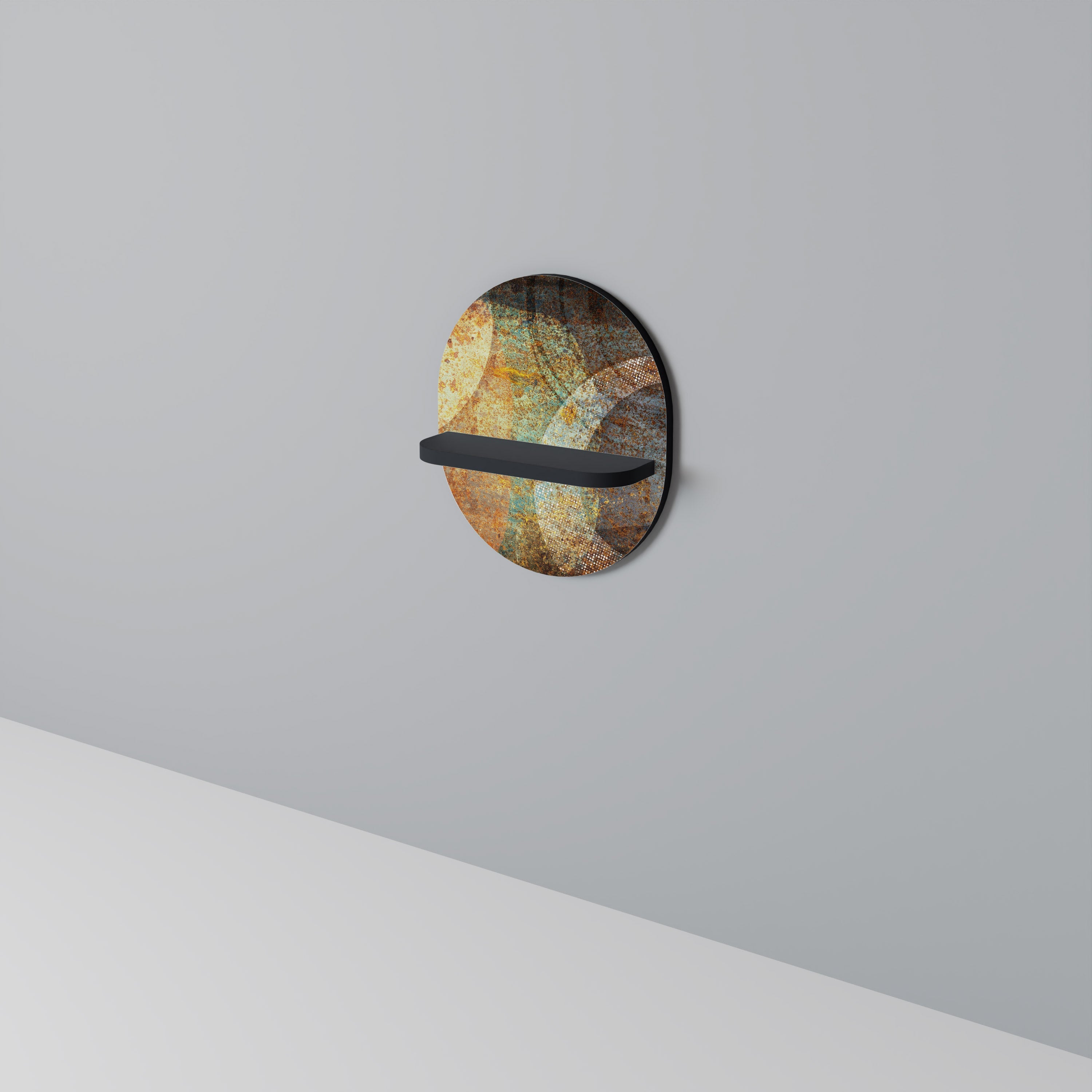 Étagère d'art ovale ANTIQUE AURA en finition noire