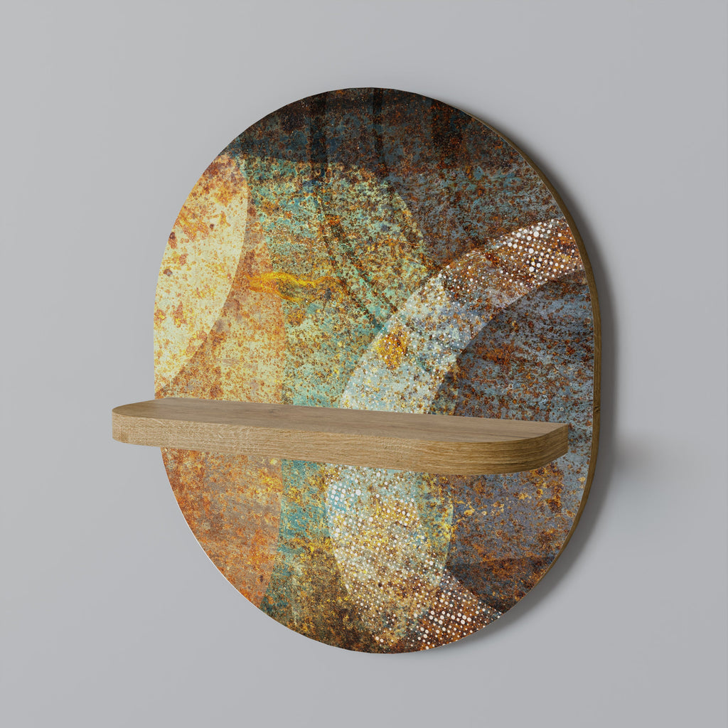 Étagère d'art ovale ANTIQUE AURA en effet chêne