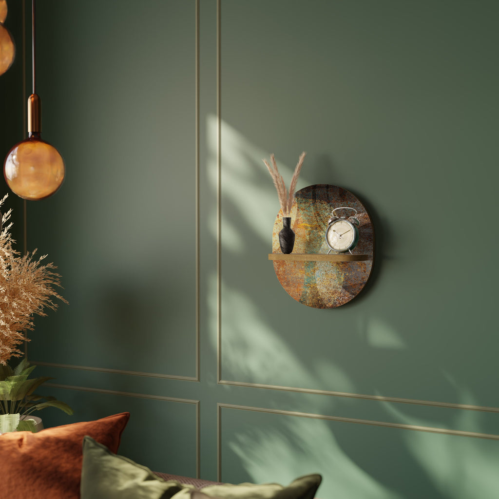 Étagère d'art ovale ANTIQUE AURA en effet chêne