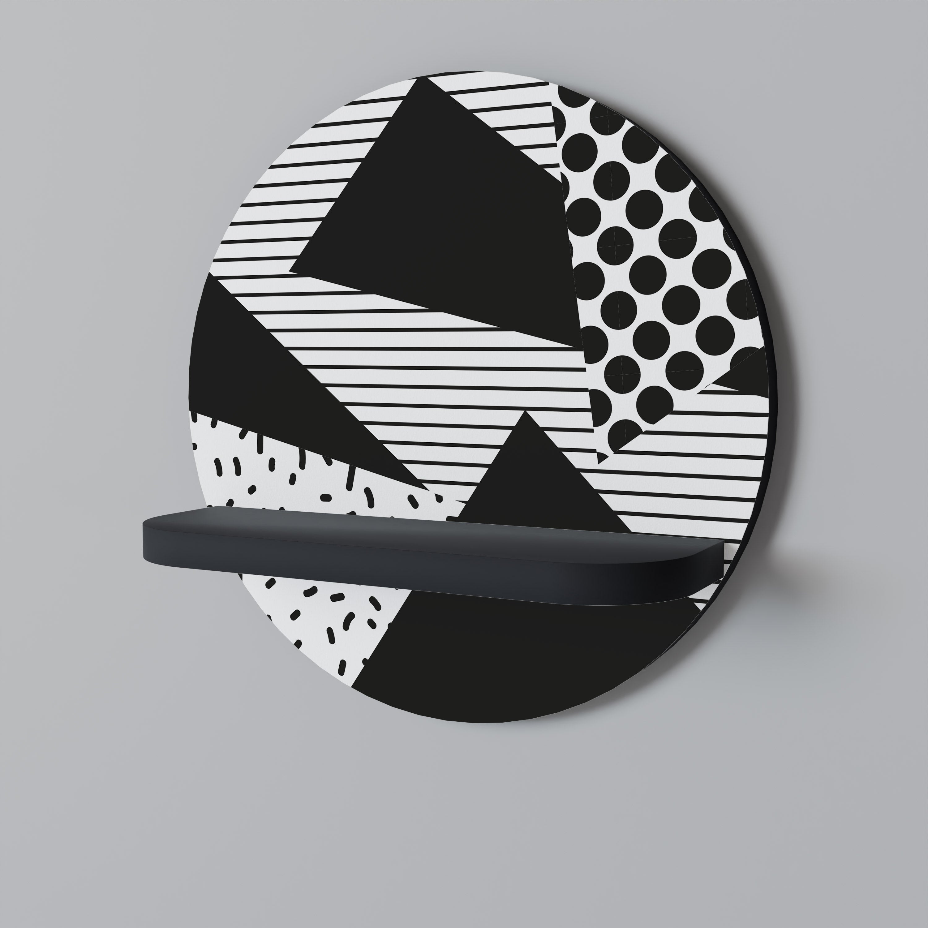 Étagère d'art ronde GEMOETRIC MONOCHROME en finition noire