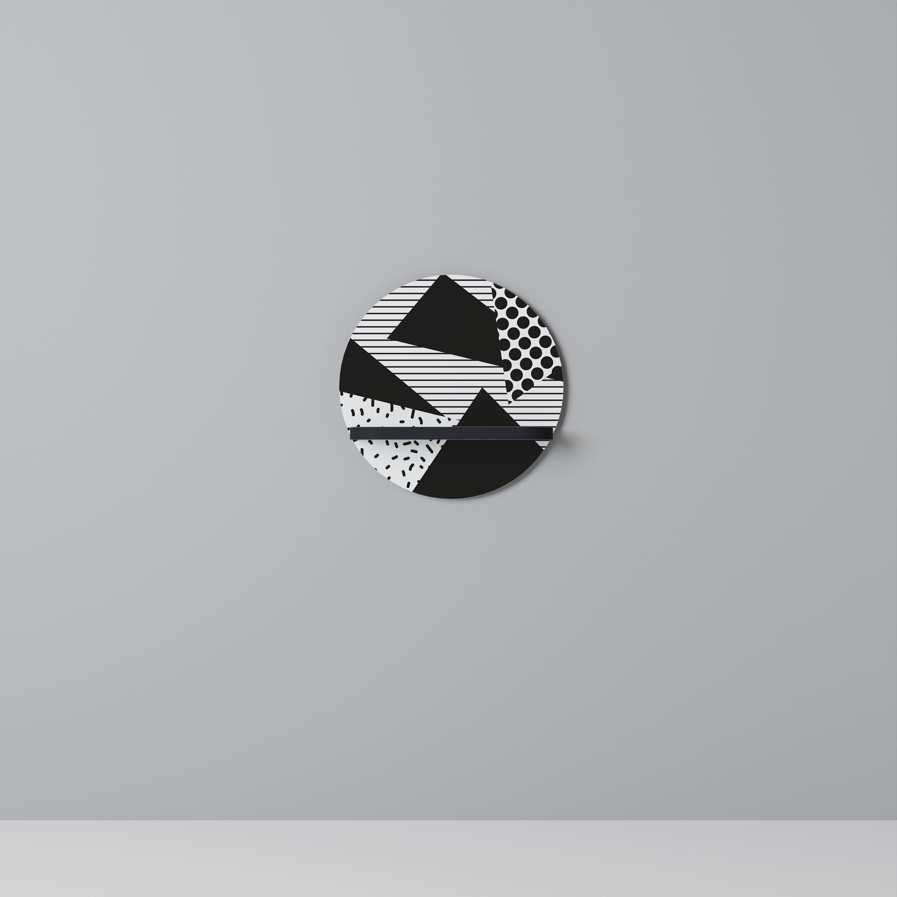 Étagère d'art ronde GEMOETRIC MONOCHROME en finition noire