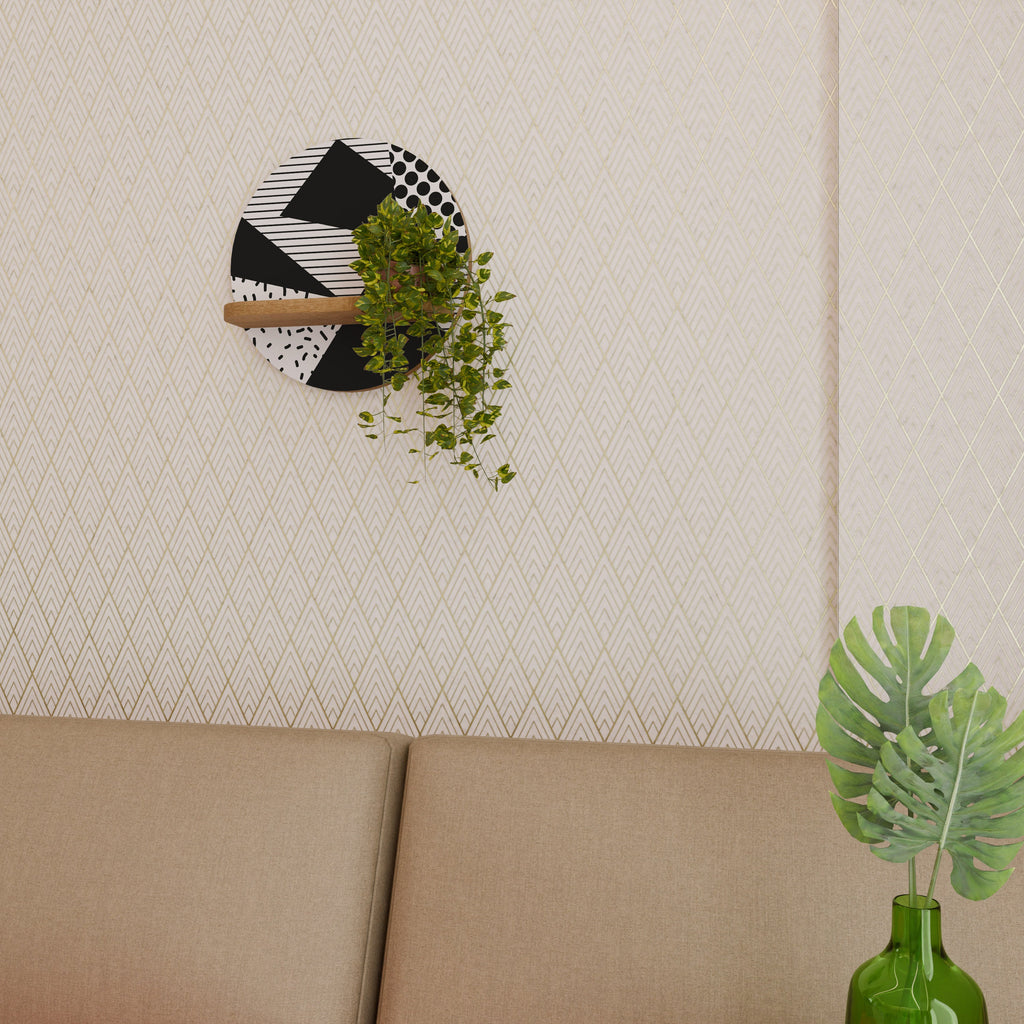 Étagère d'art ronde GEMOETRIC MONOCHROME effet chêne