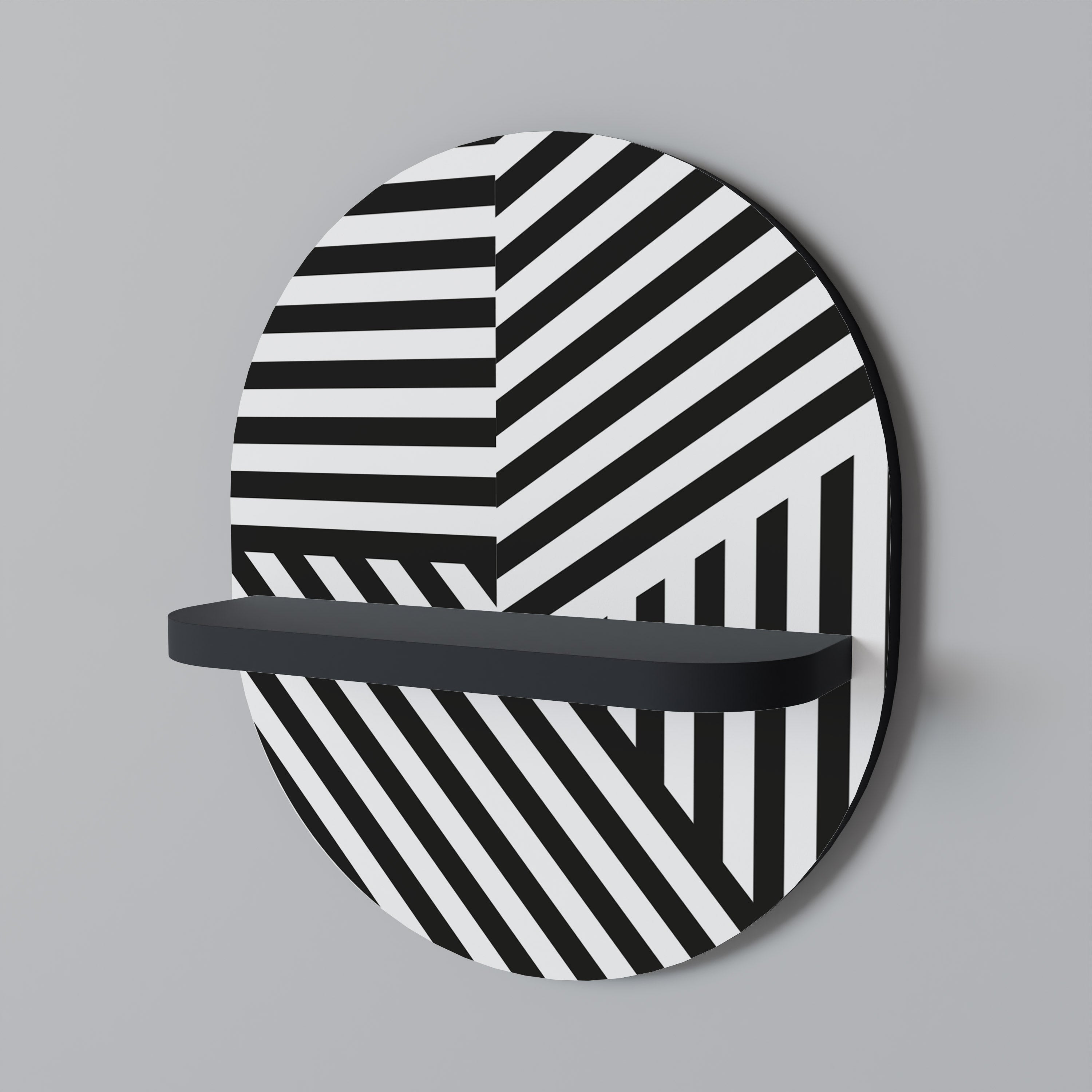 Étagère d'art ovale LATTICE LINES en finition noire