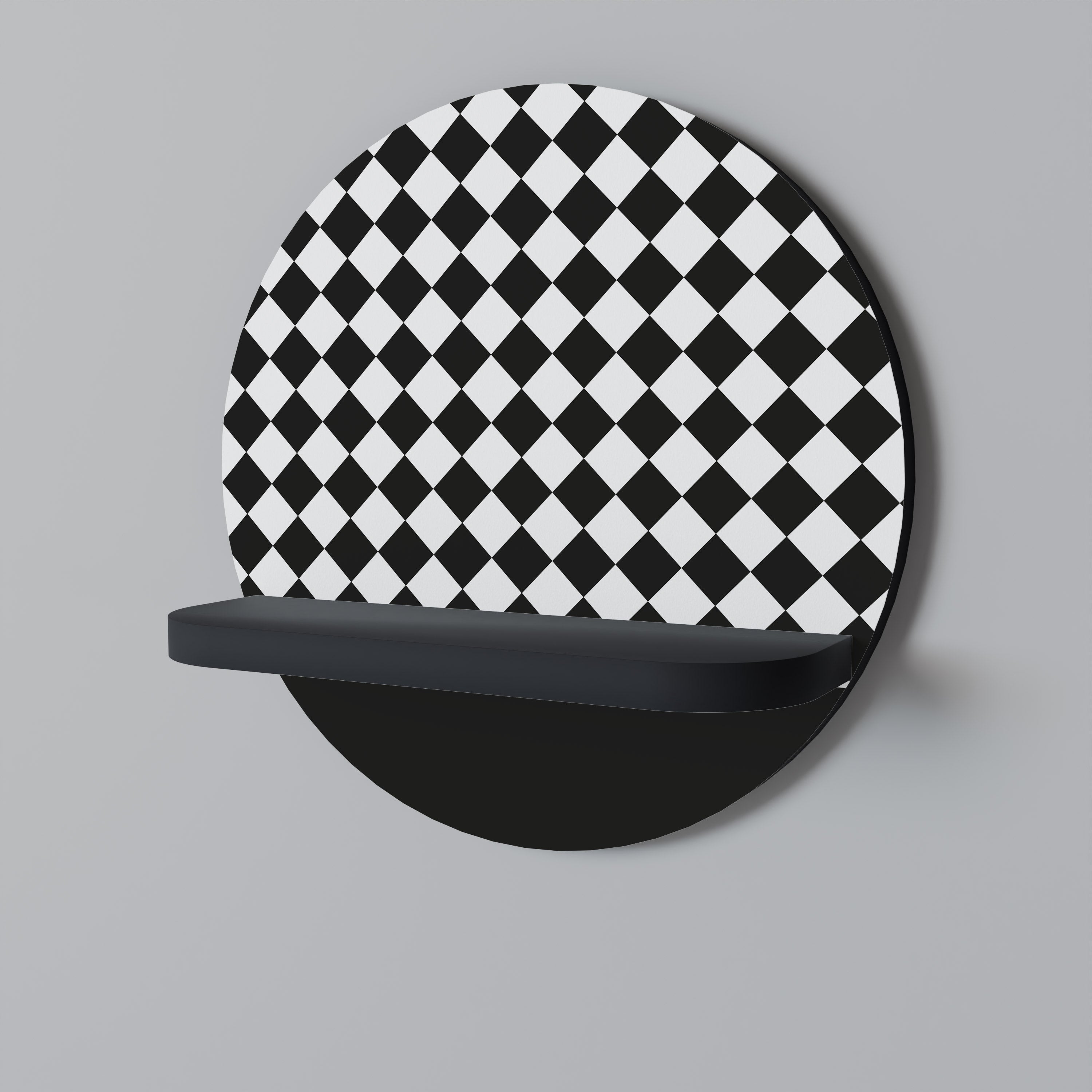 Étagère d'art ronde GRID GEOMETRY en finition noire