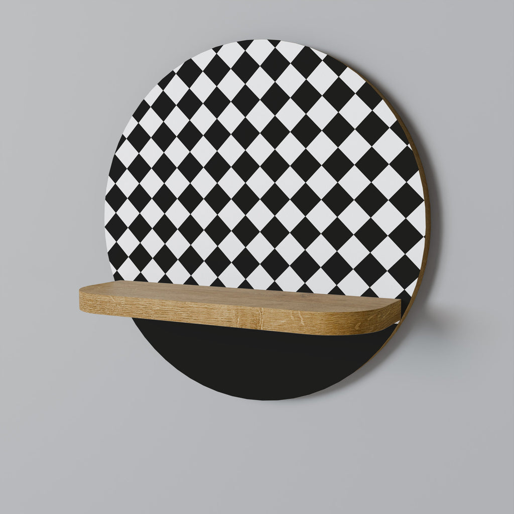 Étagère d'art ronde GRID GEOMETRY effet chêne