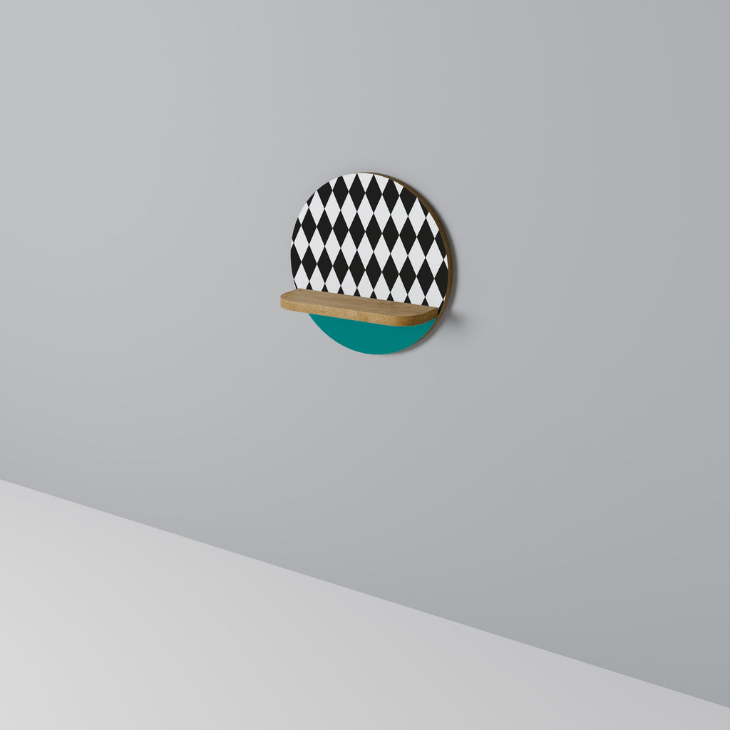 Étagère d'art ronde esthétique angulaire effet chêne